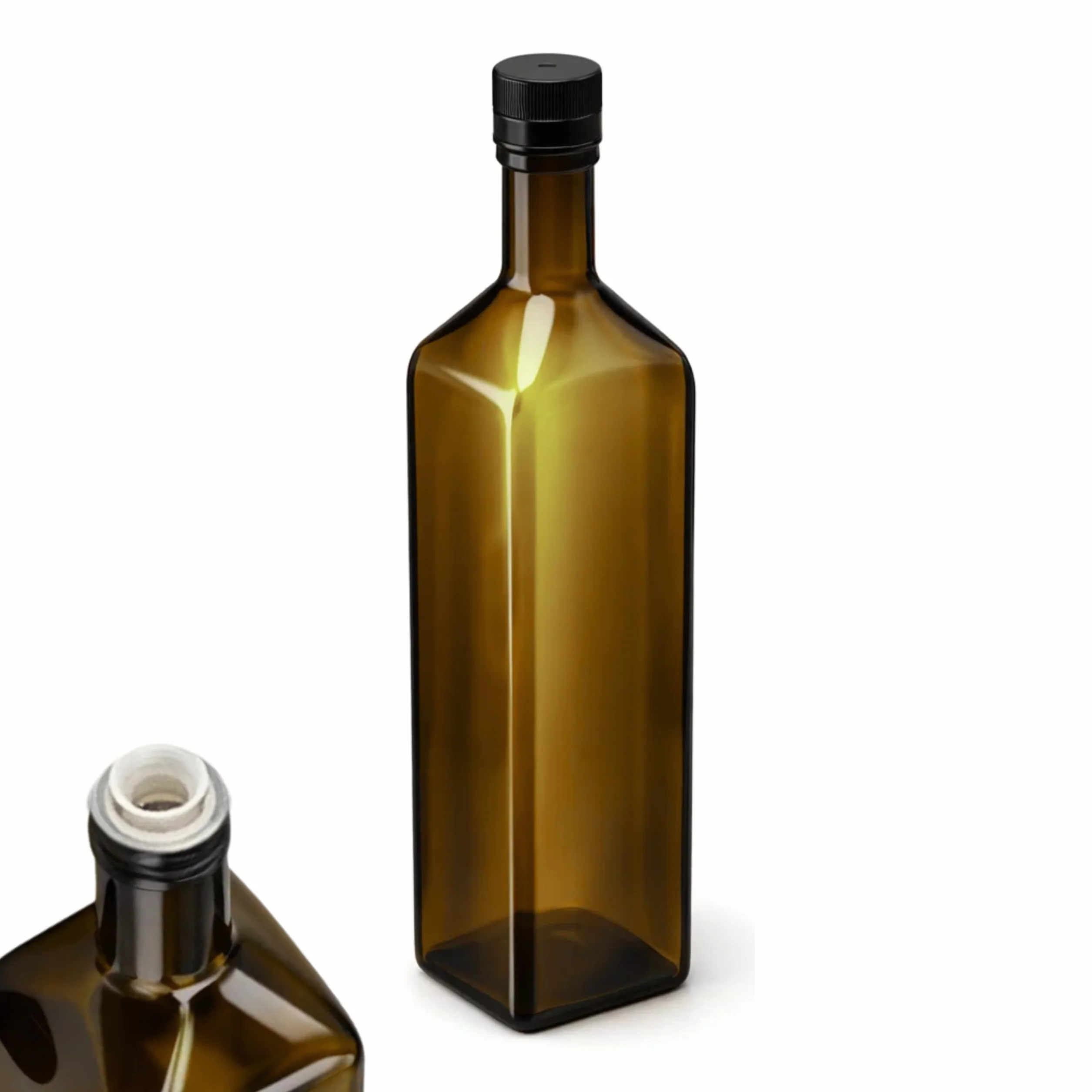 1 bottiglia di olio da 1 l con beccuccio, bottiglia di vetro marrone con etichetta