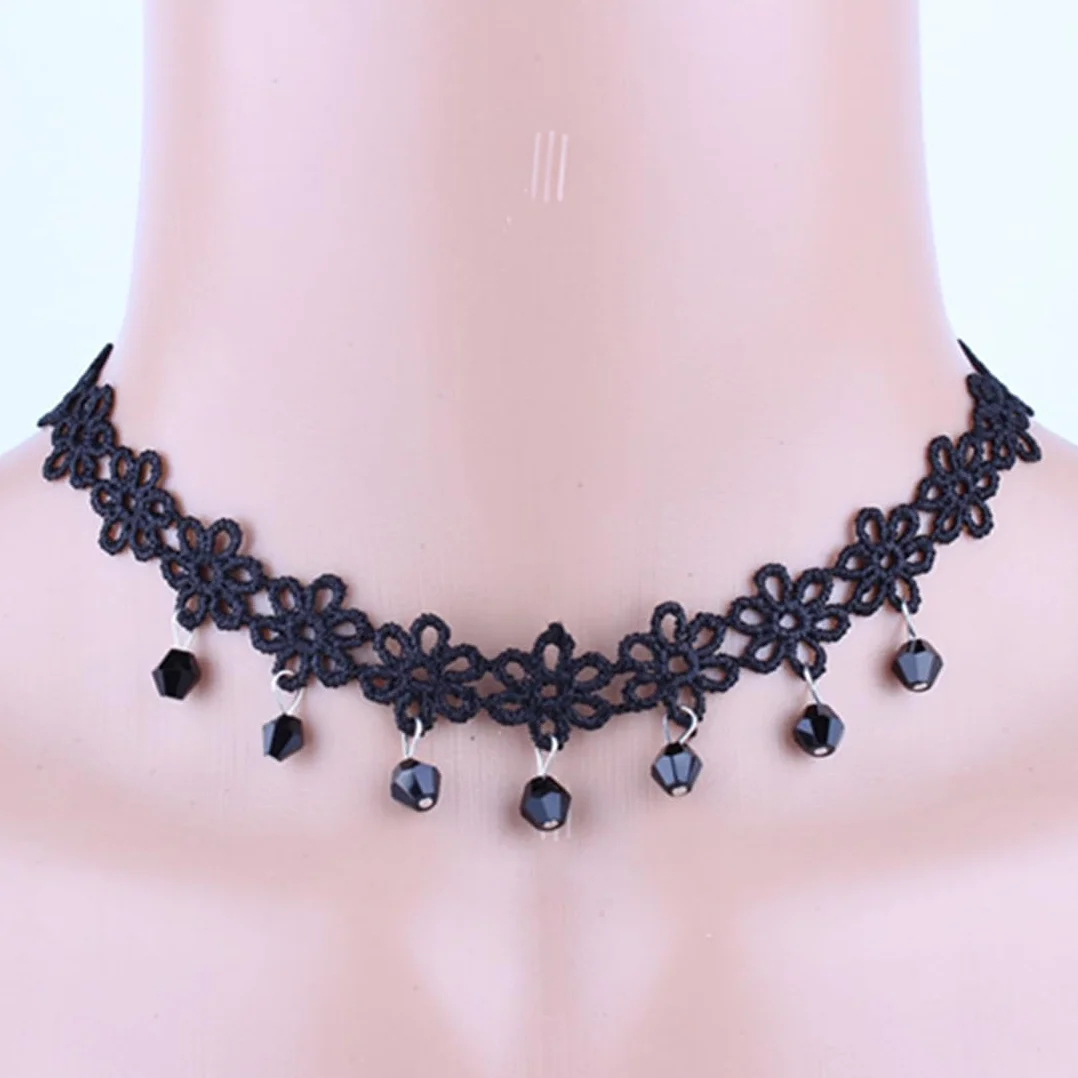 Choker Donna in Velluto Nero Girocollo Stretch Collare Tatuaggio 7 Pezzi
