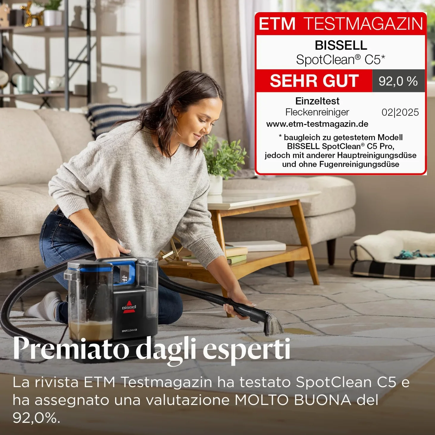 BISSELL SpotClean C5, Lavatappeti, Pulitore Macchie con Sistema Triple Action, Lava Tappezzeria per Tappeti, Auto, Divani, Moquette, Materassi e Altro, Lavatappezzeria, Potente Motore da 400W, 3861N
