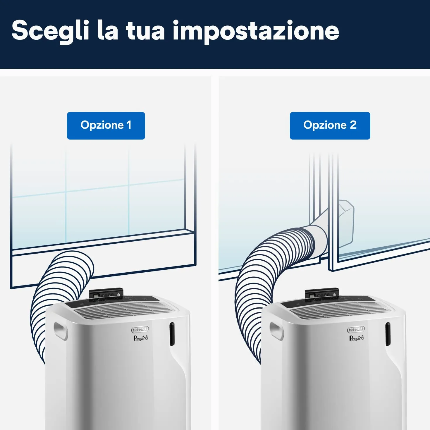 De'Longhi L'Originale Pinguino PAC EM82, Condizionatore portatile, Silenzioso, 9400btu/h, per ambienti fino a 80 m³, Funzione Deumidificazione, Gas Ecologico R290, Classe A, Timer 24H, Telecomando