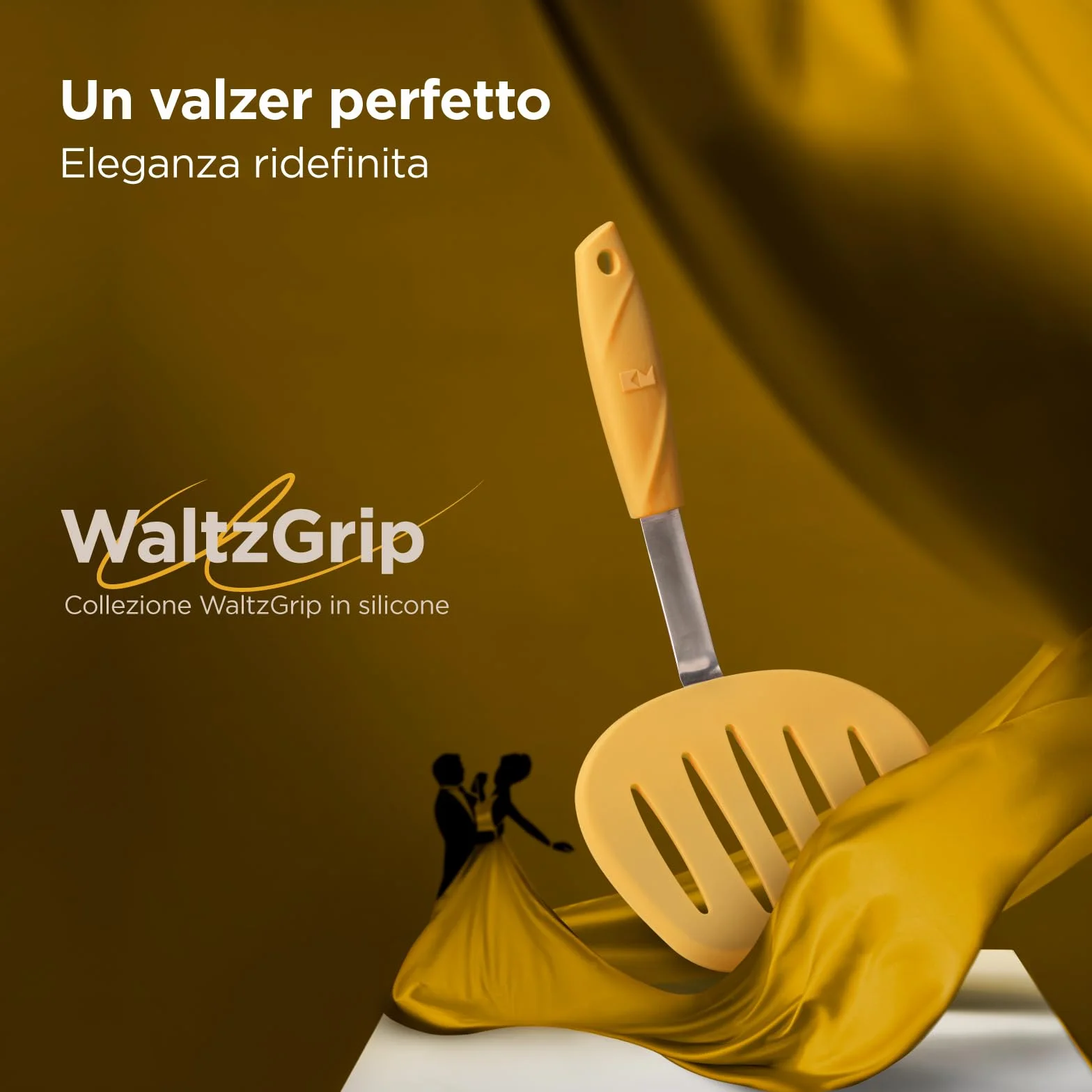 Spatola per pancake in silicone platinico Kitchen Mama WALTZGRIP resistente al calore acciaio inossidabile Giallo