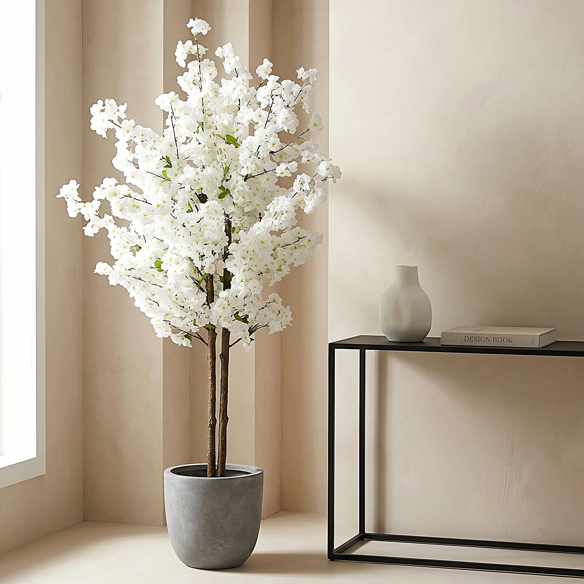Albero di ciliegio artificiale Ciliegio Pianta artificiale Albero di ciliegio artificiale Pianta da interno (bianco 160 cm)