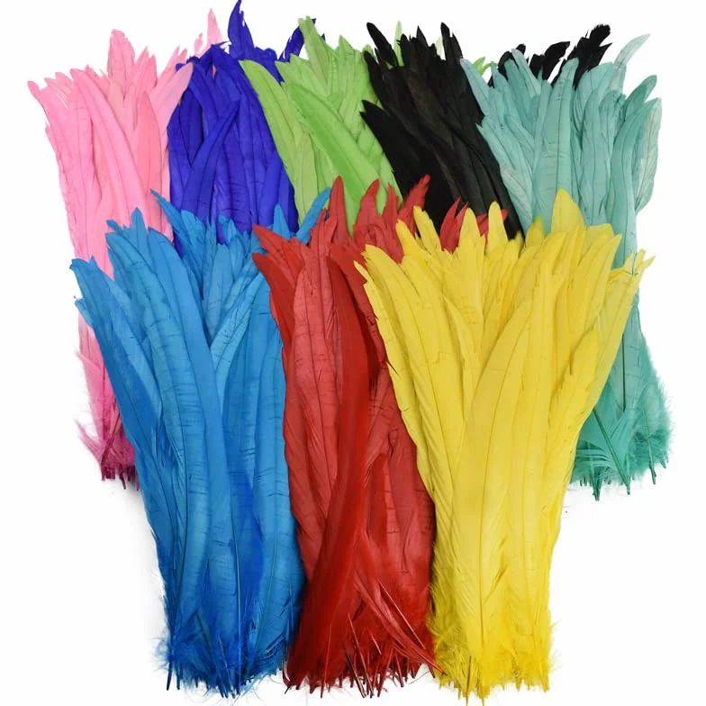 Piume di Gallo Colorate 100 Pezzi Artigianato Materiali Legatura Fagiano Lungo Decorazione Nozze Carnevale
