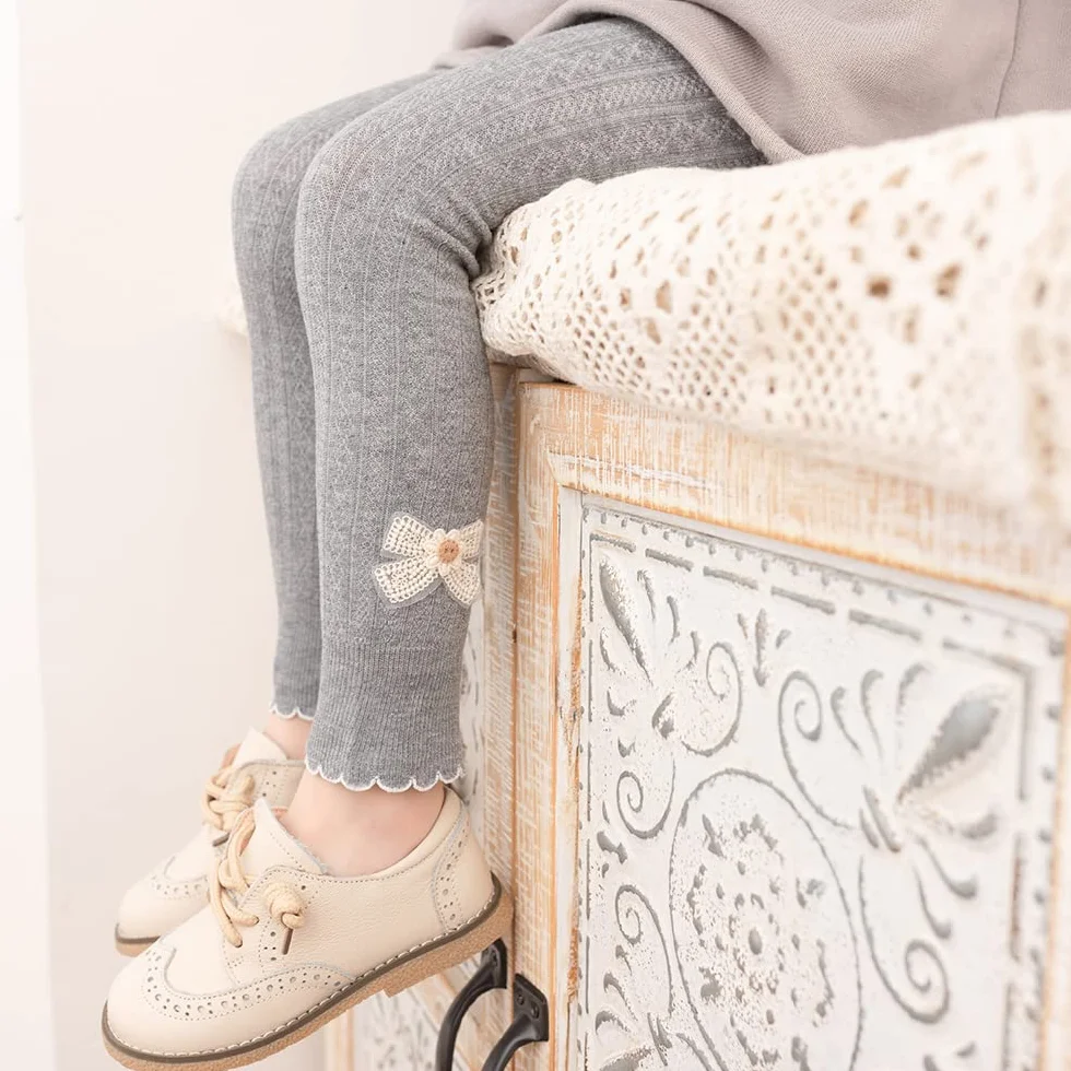 Leggings per Ragazze 2 Pezzi, Pantaloni Sportivi Morbidi da Balletto per Interni ed Esterni, Nero/Bianco/Grigio/Albicocca, 2-9 Anni