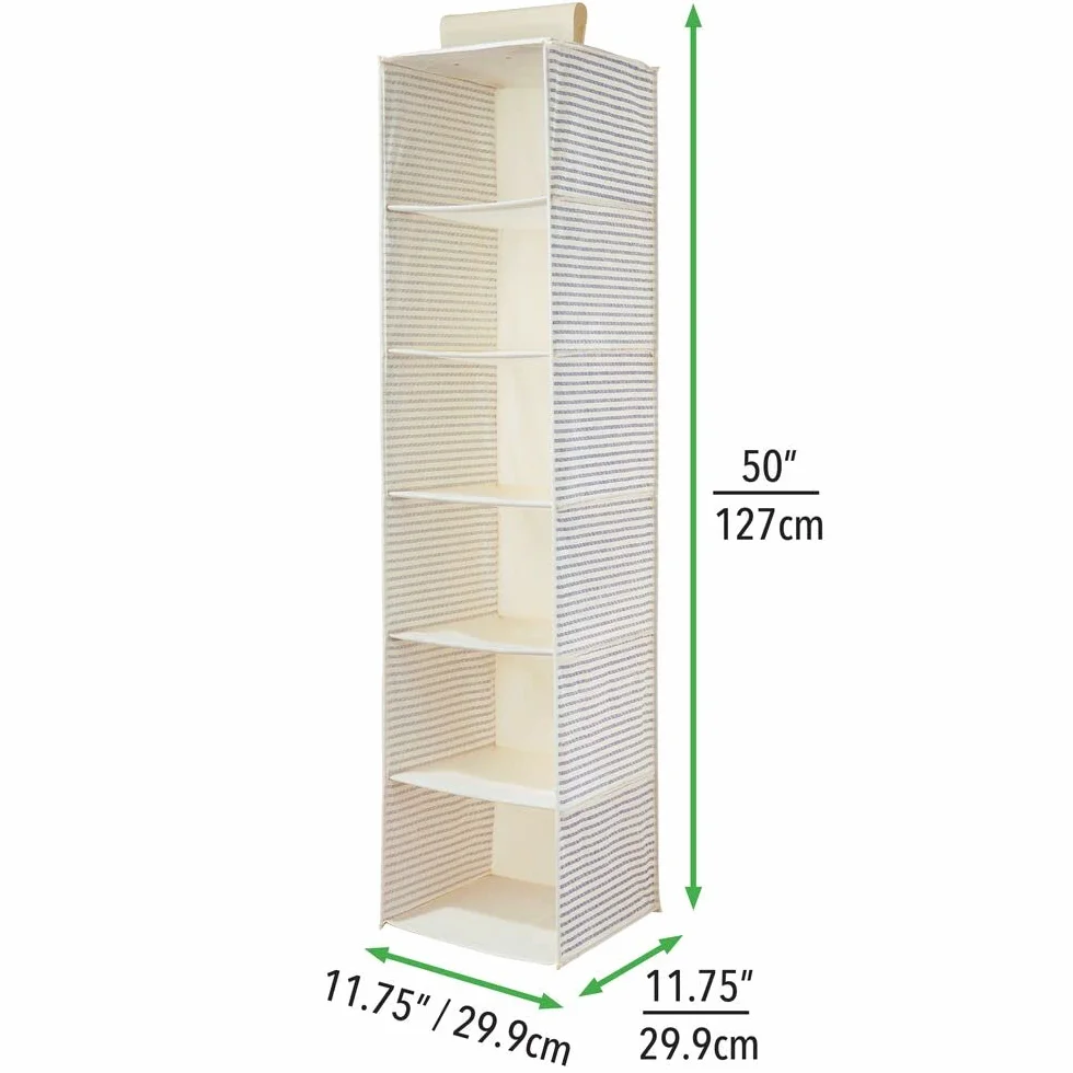 mDesign Organizzatore per armadio da appendere in tessuto 6 ripiani naturale blu cobalto