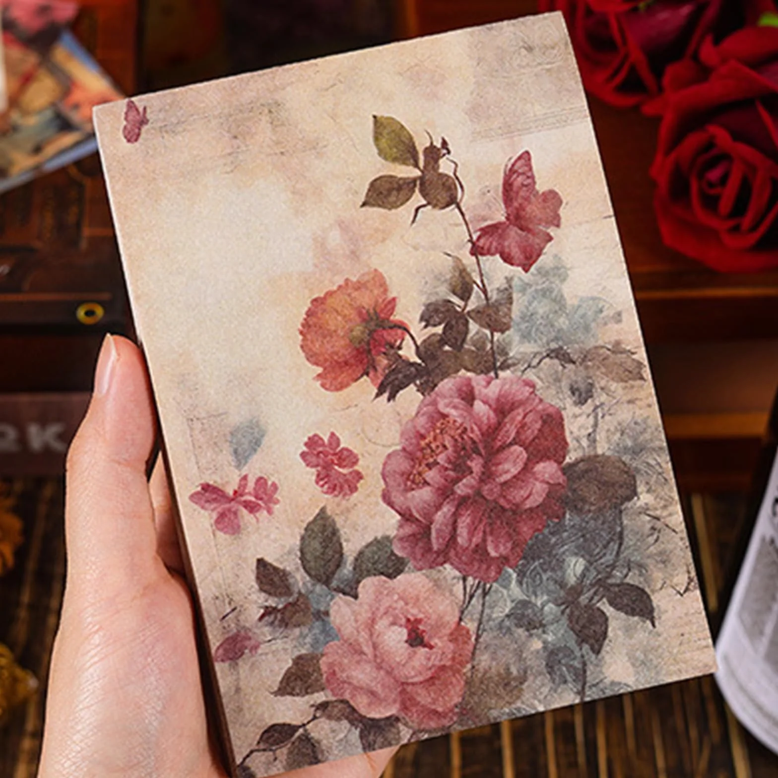 Carta Scrapbooking Floreale 100 Fogli 14x10cm Riso per Decoupage Vintage Junk Journal