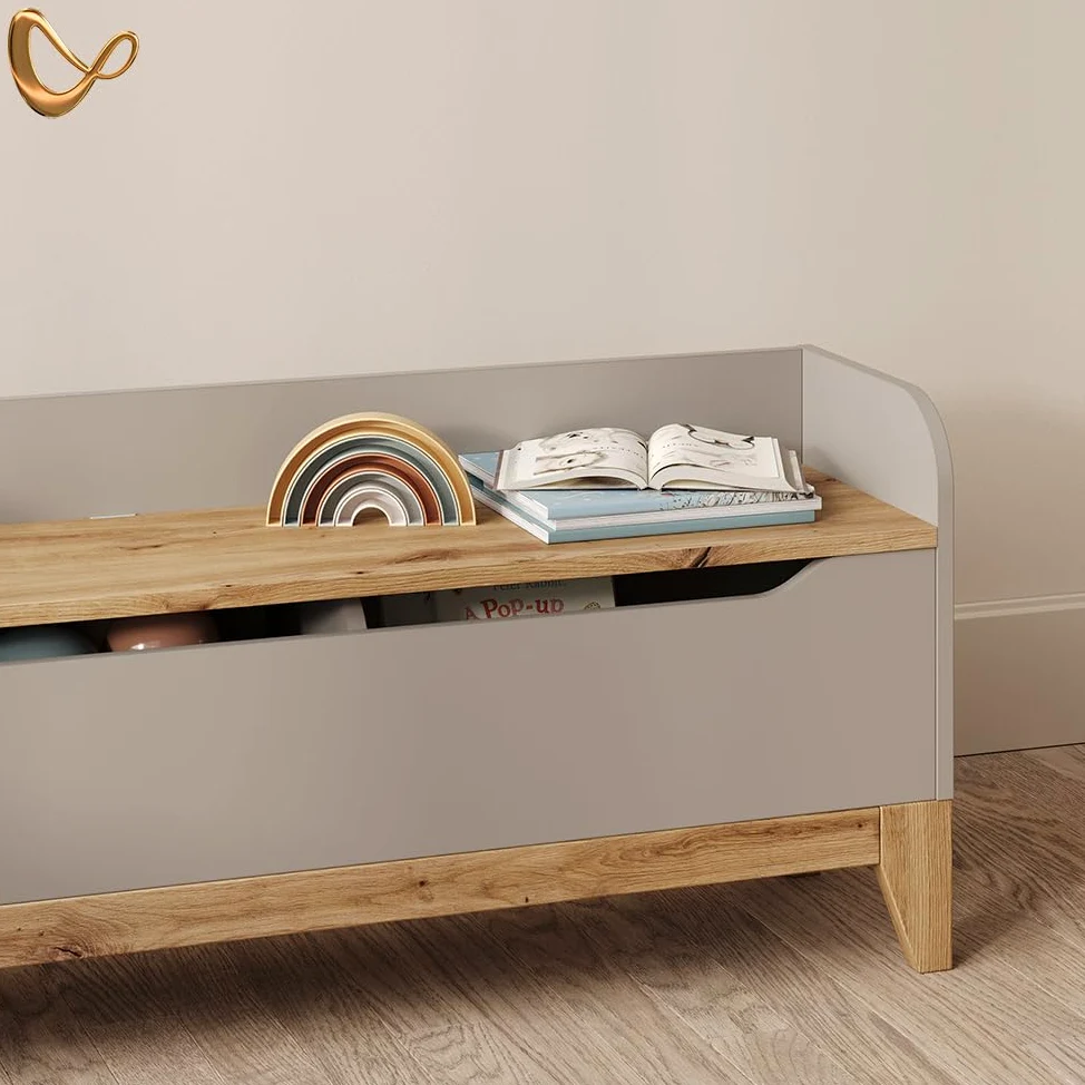 Livinity Cassapanca per giocattoli Malia, Cashmere/Artigianale, 107.2 x 50 cm con sedile a panca