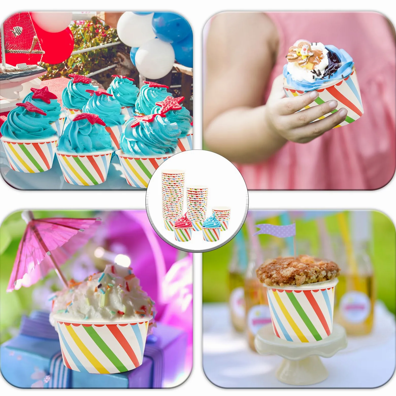 50 tazze per gelato da 200 ml, usa e getta, in carta, per dessert, yogurt congelato, contenitori per alimenti da asporto