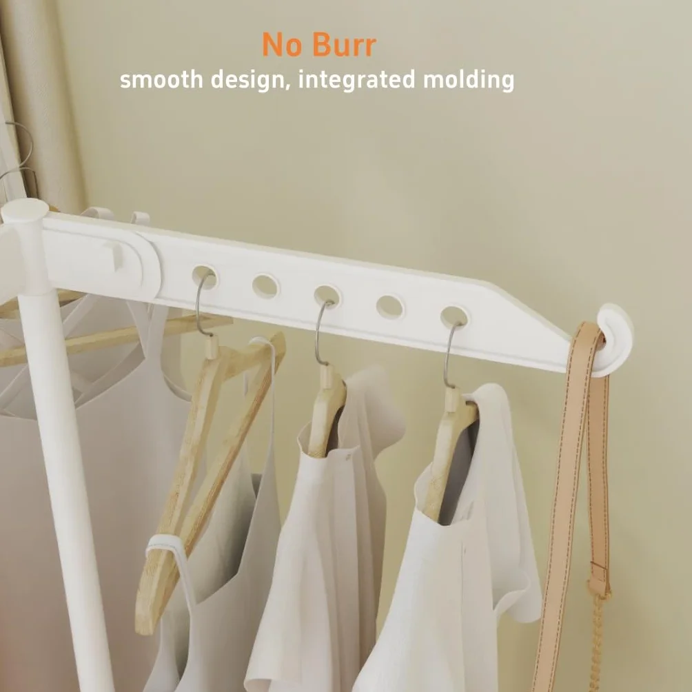 Stendibiancheria Da Pavimento, Stendino Pieghevole con 3 Bracci per Hangers, Rotazione a 360° Stendino per Esterno/Interno/Balcone - Bianco