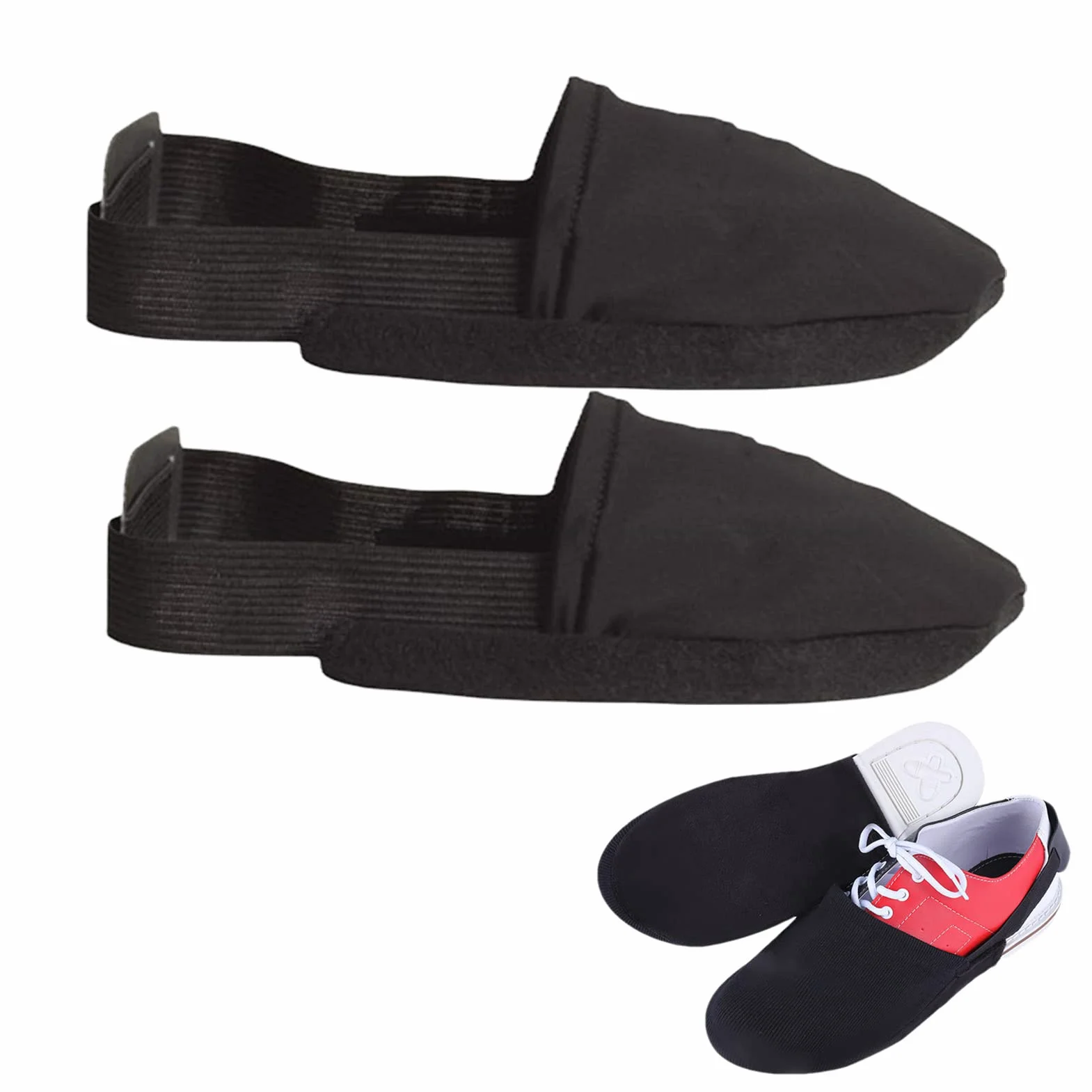 Scarpa da bowling copriscarpe antiscivolo con cordino elastico nera unisex