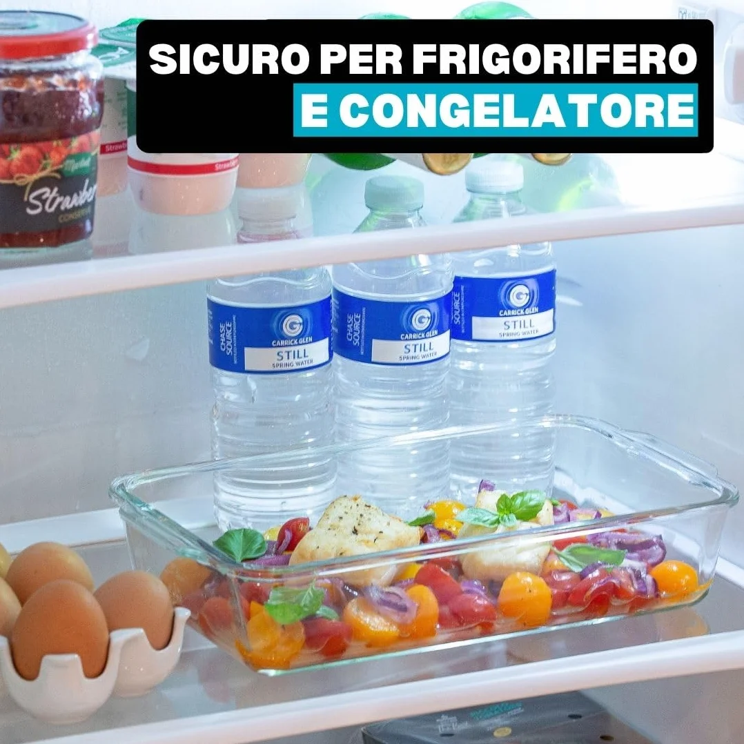 Igluu Meal Prep Teglie in Vetro per Lasagne con Coperchi (Set da 3) – Ermetiche e Senza BPA – Forno, Microonde, Freezer e Lavastoviglie – 2,2 L – Vetro Borosilicato