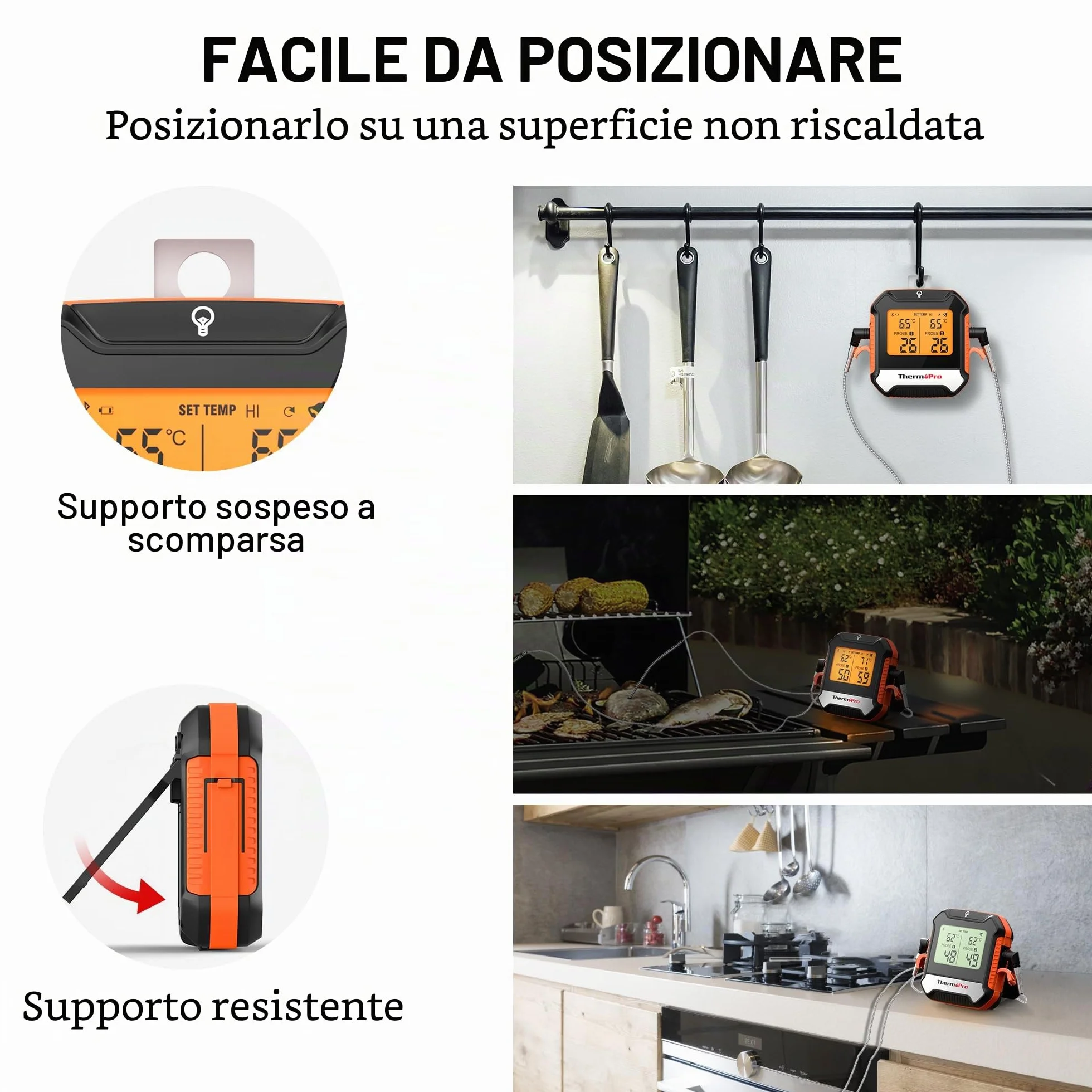 ThermoPro TempPro TP904 Termometro cucina Termometro Bluetooth per carne con 2 sonde di temperatura Termometro alimentare intelligente digitale per la cucina barbecue griglia forno affumicatore
