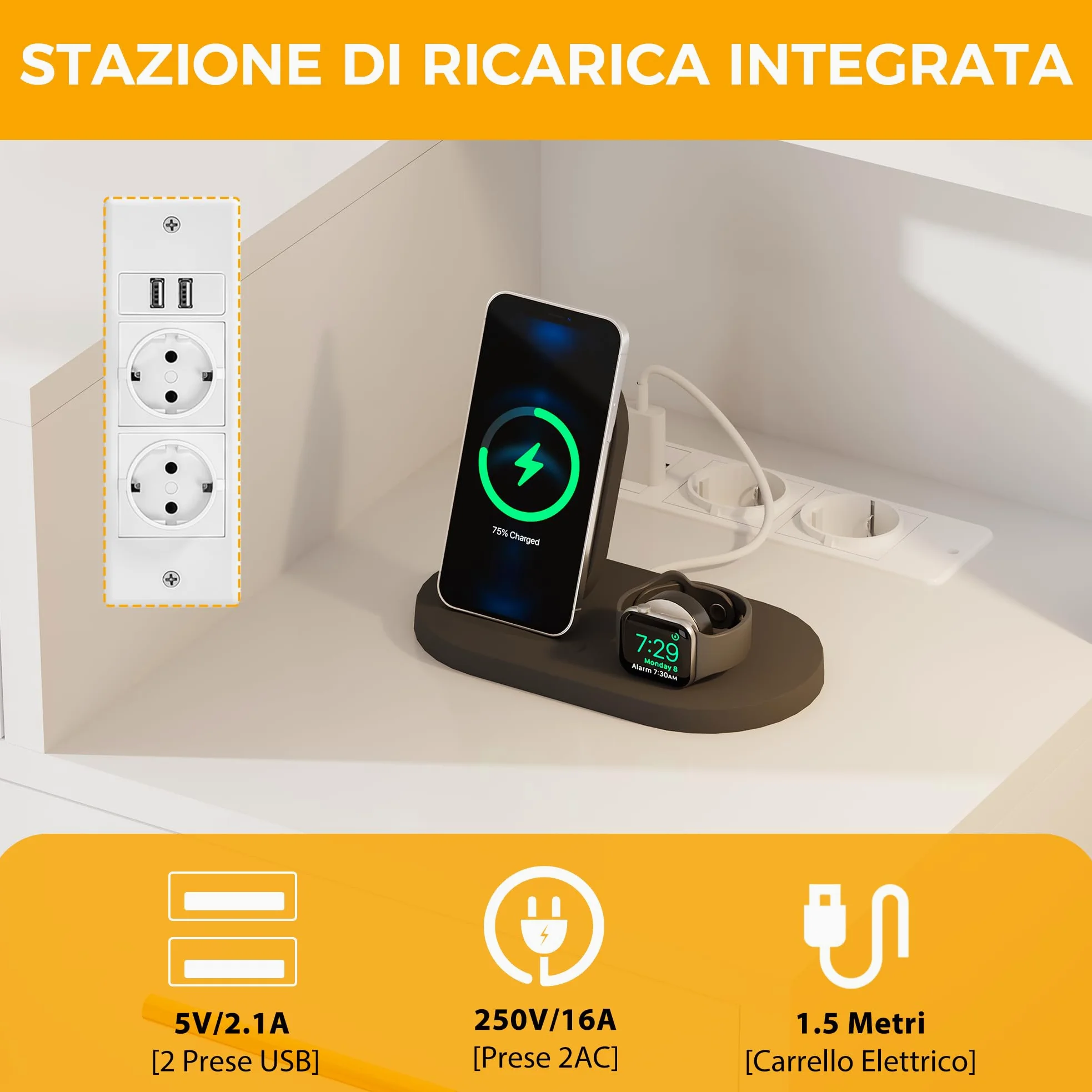 BEWISHOME Grande Toeletta da Trucco con Specchio e Luci, Sgabello e Presa | luminosità Regolabile,Tavolo Trucco con 8 Cassetti e 8 Ripiani Aperti, Moderna Postazione Trucco per Camera da Letto, EFST53M