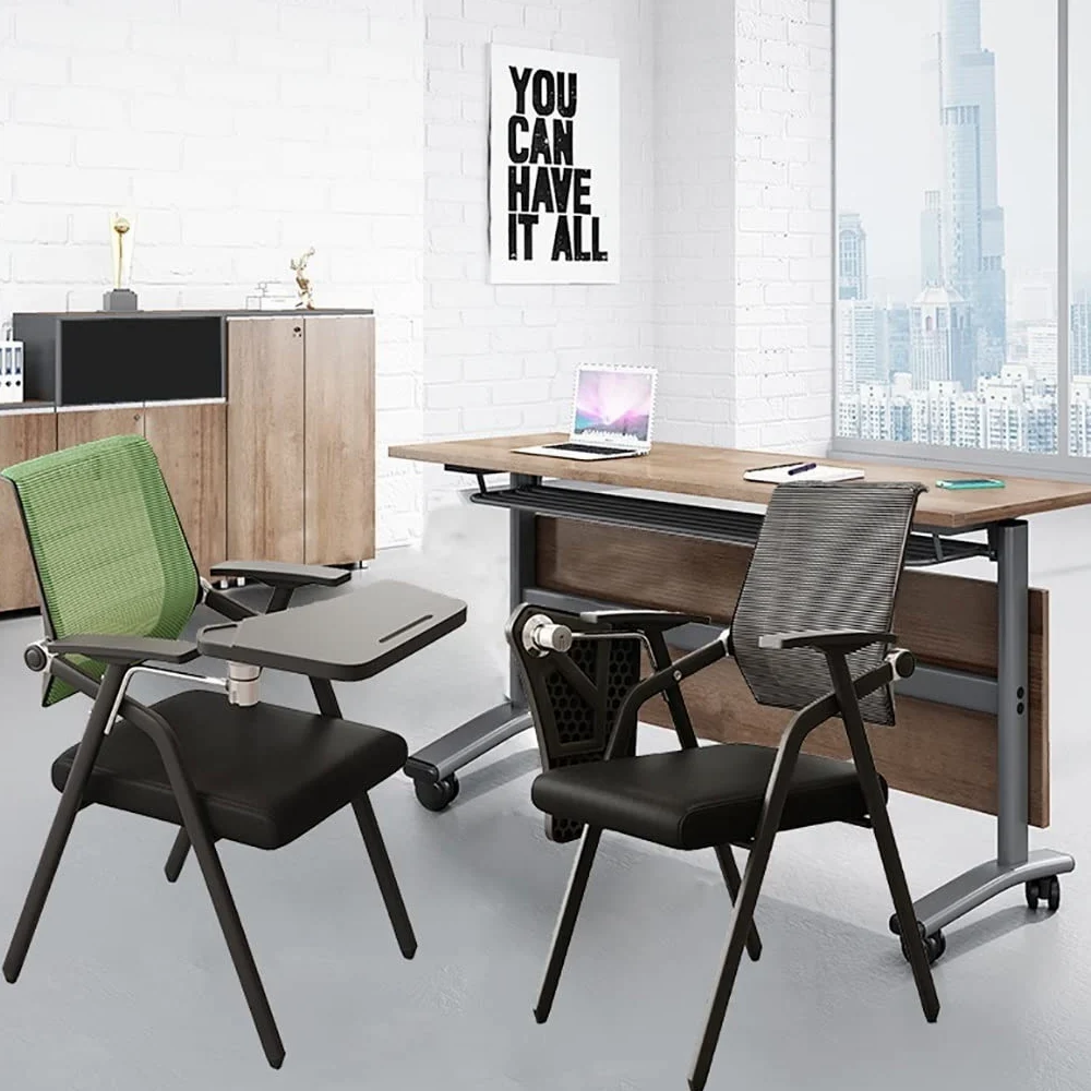 WIGSELBL T up Sedia con lavagnetta in acciaio di alta qualità pieghevole ergonomica sedia da scrivania tablet sedia con scrivania attaccata, capacità 149,7 kg, sedile e schienale imbottiti per sala di