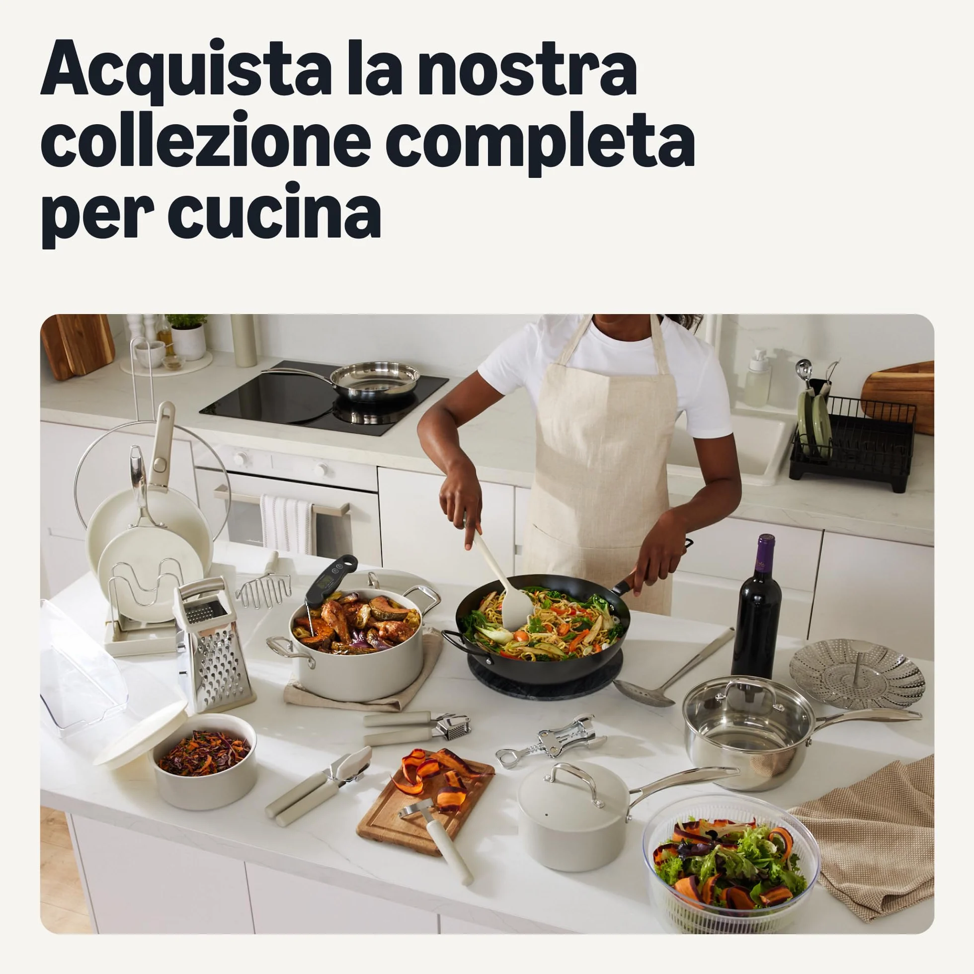 Amazon Basics Cucchiai e Mestoli da Cucina in Silicone, Set di 4 Pezzi, Grigio Lino
