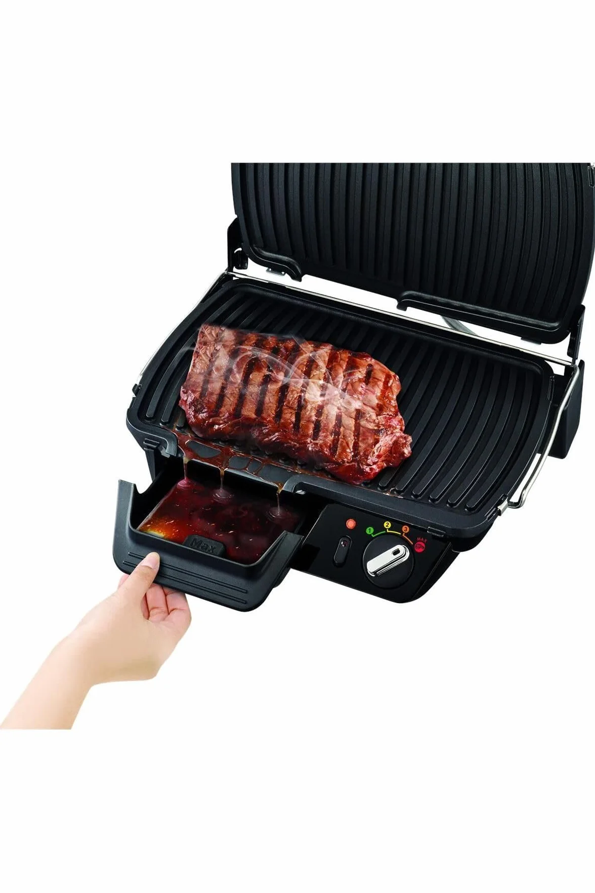Tefal SuperGrill XL GC461B Grill da Tavolo Elettrico, Metallico, Barbecue e Bistecchiera, 2400 W, Nero