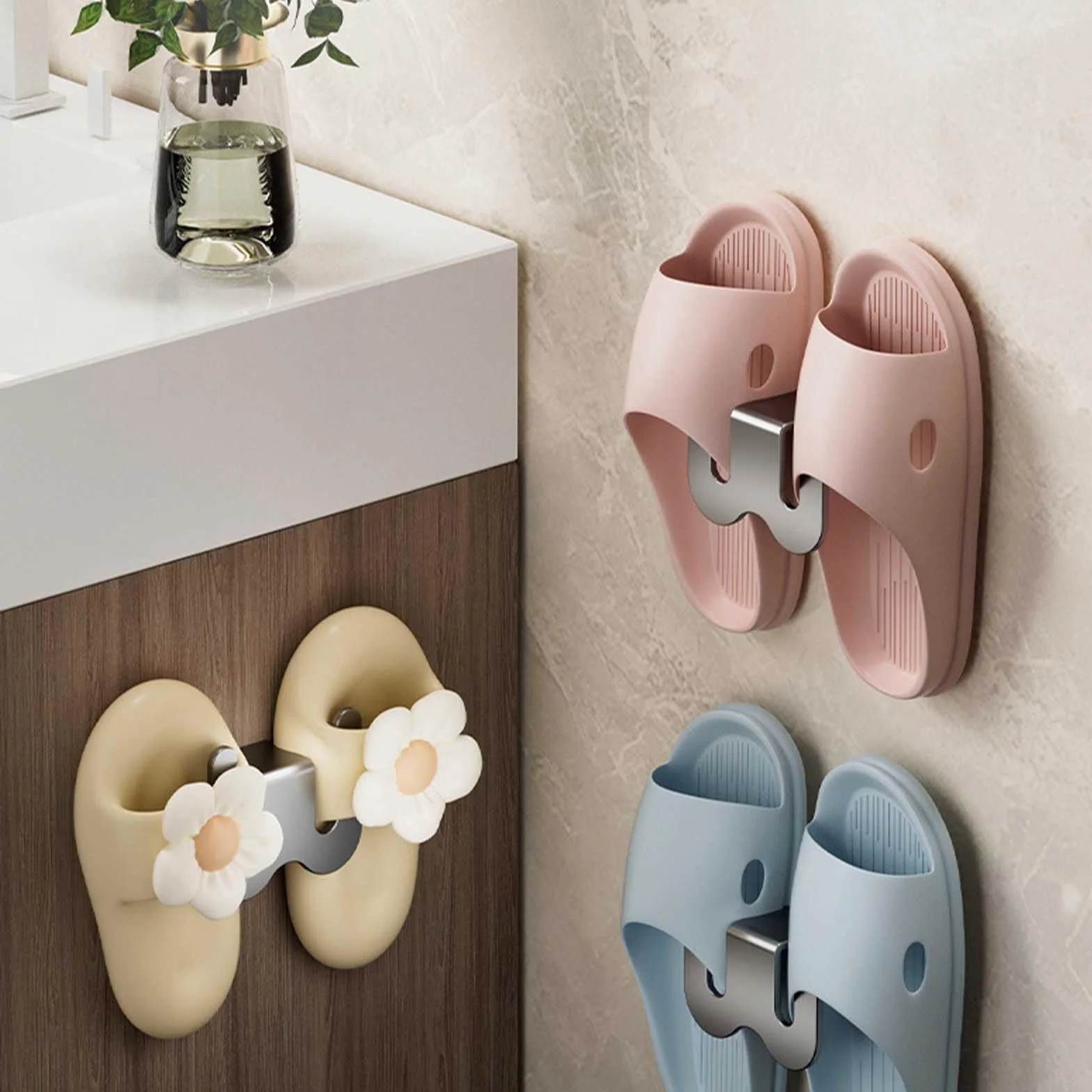 4 Pezzi Scarpiere Appeso in Alluminio, Portascarpe da Parete, Organizzatore Scarpe da Porta, Risparmia Spazio, per Ingresso, Soggiorno, Bagno, Balcone, Corridoio