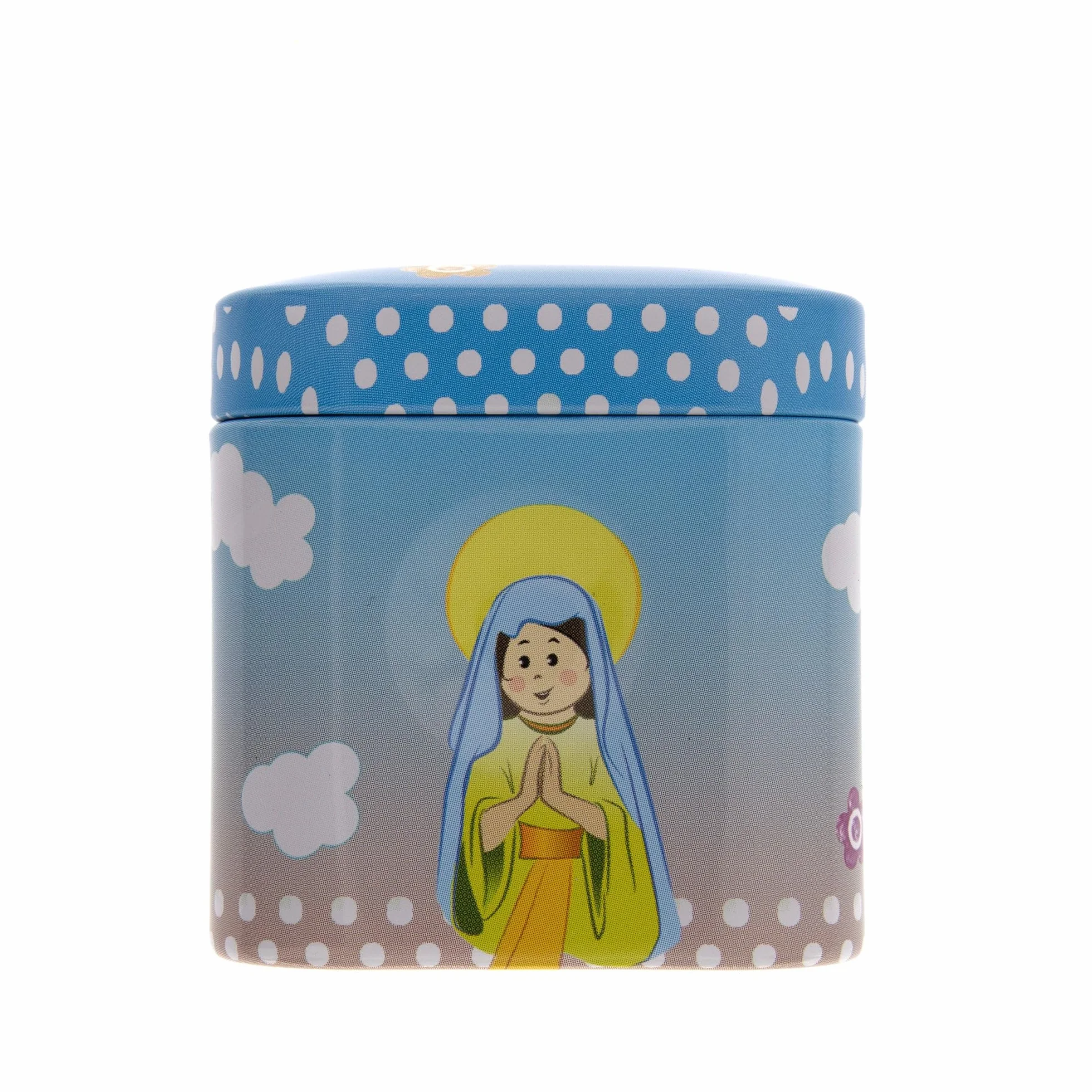 SHALOM - Corona In Legno Per Bambini, Grani 7 Mm Con Scatolina In Latta