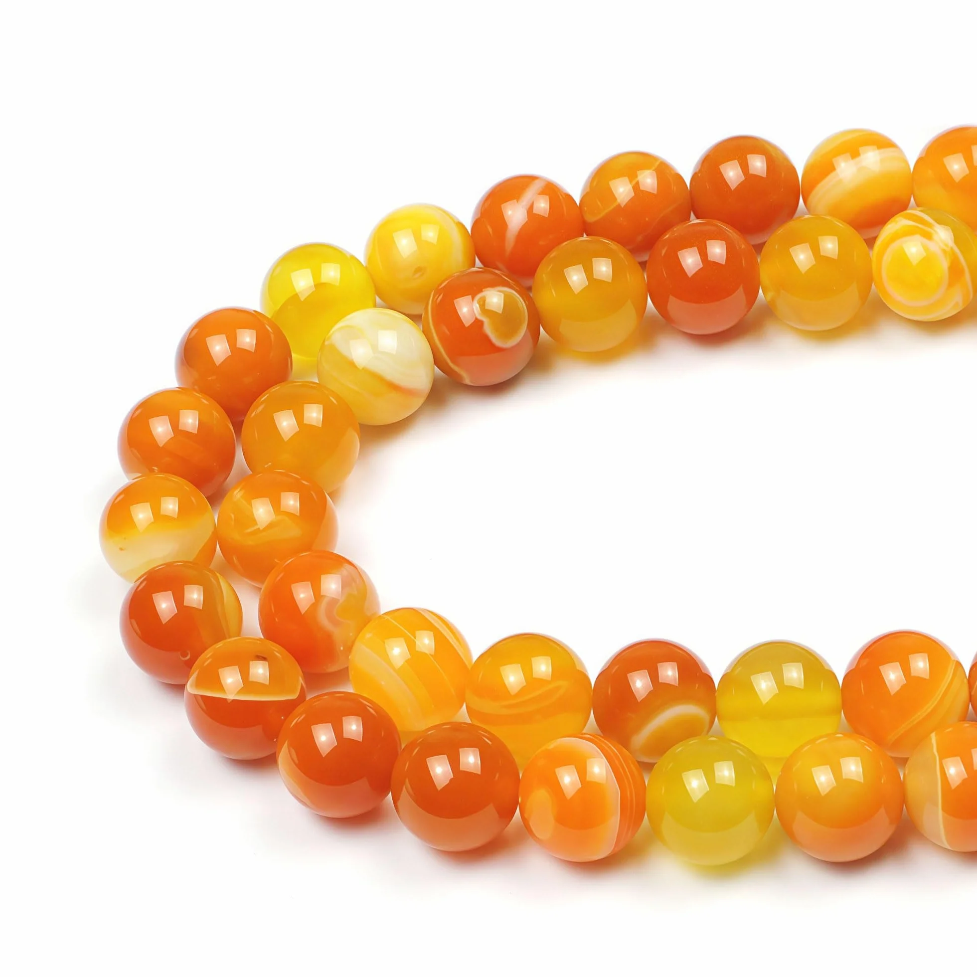 Perline di Pietra Naturale 8mm Agata Arancione Striata 43 pezzi per Creazione Braccialetti Collane Gioielli Fai Da Te