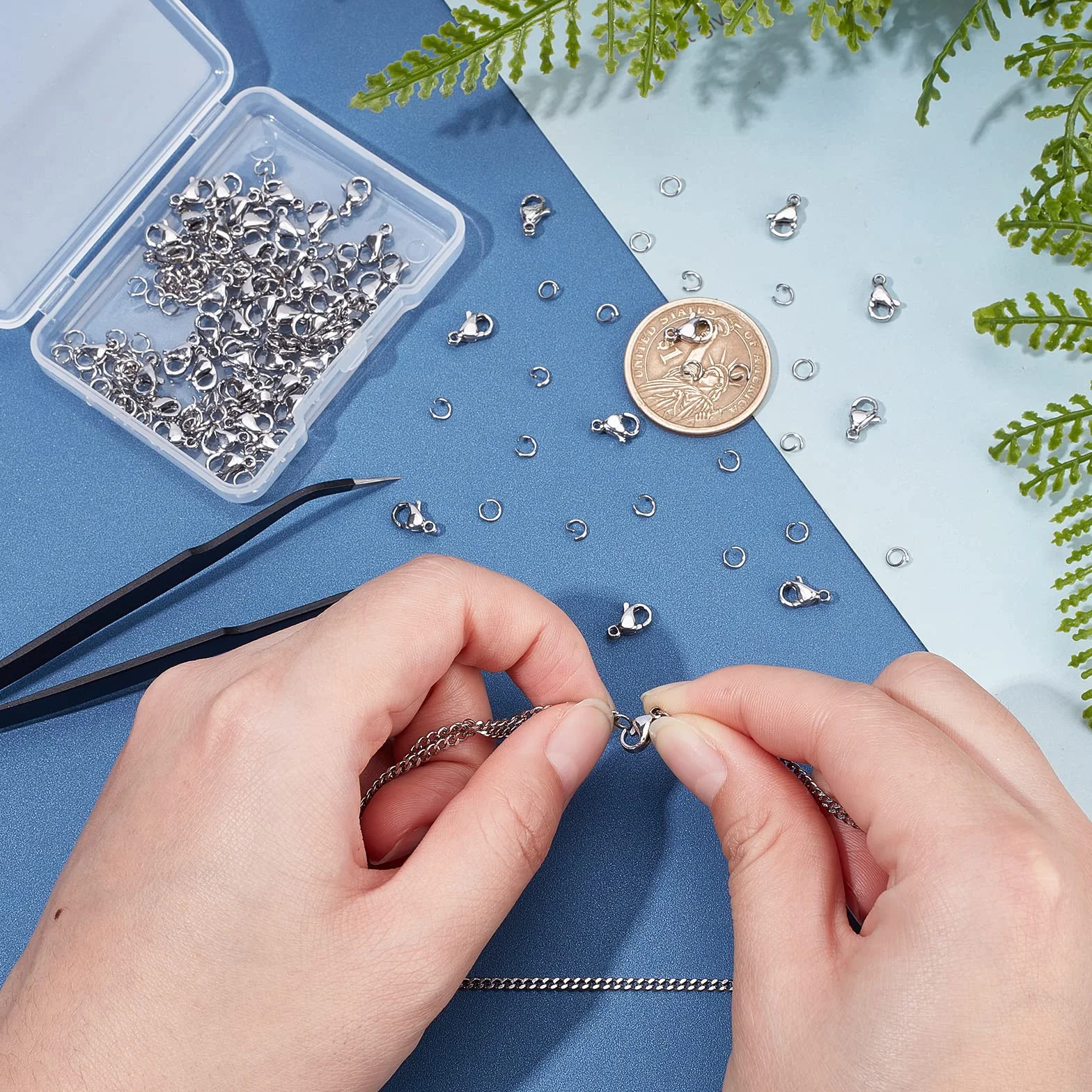 PH PandaHall 120pz 4mm Anelli di Salto Aperti Acciaio Inox con 60pz Chiusura ad Artiglio di Aragosta, Anelli Aperti per Bigiotteria Gioielli Bracciale Collana Orecchini Artigianali Fai Da Te