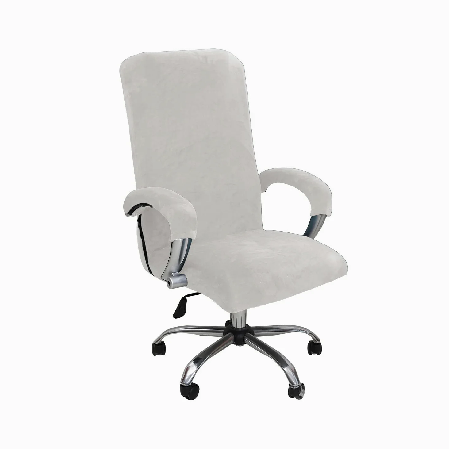 Coprisedia in velluto antiscivolo per sedia da ufficio, protezione elastica per sedie da scrivania, XL, bianco, migliora il comfort e lo stile per casa o ufficio
