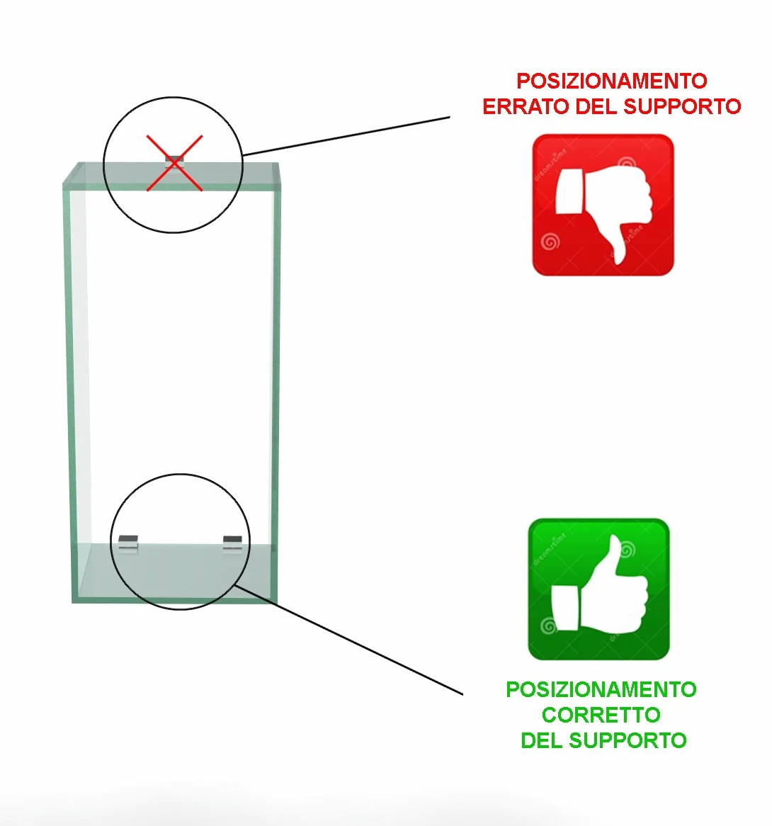 VE.CA-Italy CUBO in Vetro N.1 CUBO Piccolo 23X23 CM Made in Italy Inclusi I Supporti per L'INSTALLAZIONE A Muro