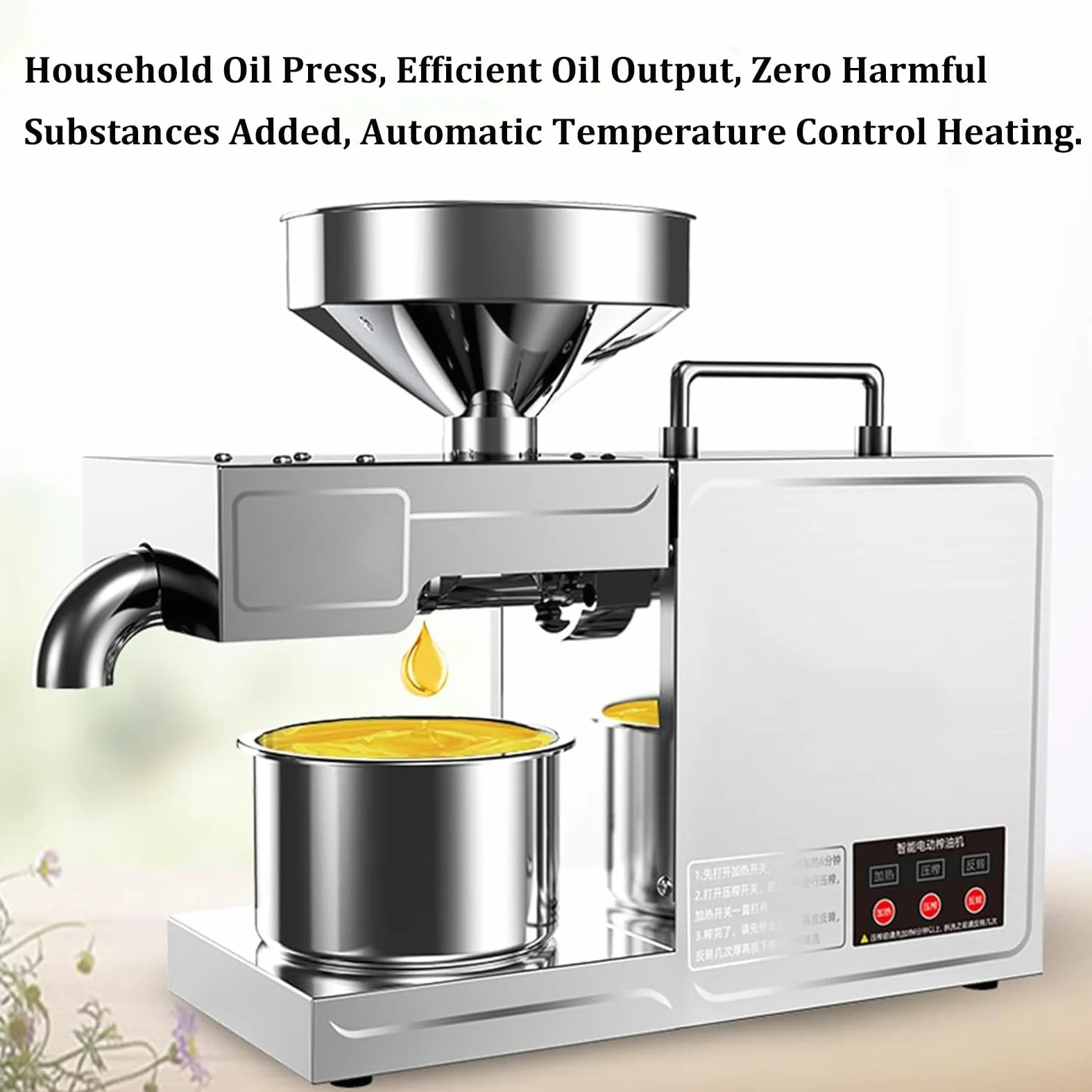 frantoio per Olive da casa Macchina per la spremitura a Freddo pressa per Olio Commerciale per Uso Domestico 820w capacità Lavorazione 5~7 kg all'ora Adatto per Noci Noci Semi Lino Man