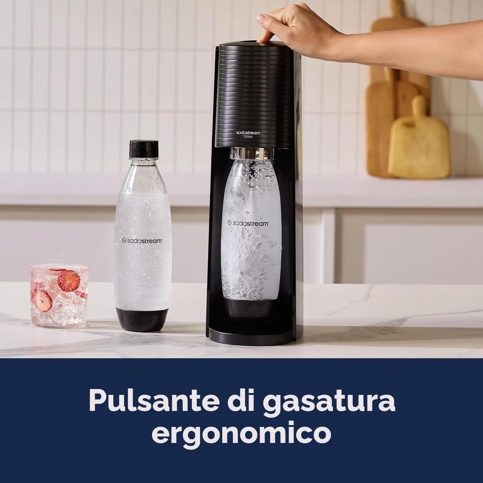 SodaStream Terra Macchina per acqua frizzante Nero con CO2 bottiglia lavabile in lavastoviglie