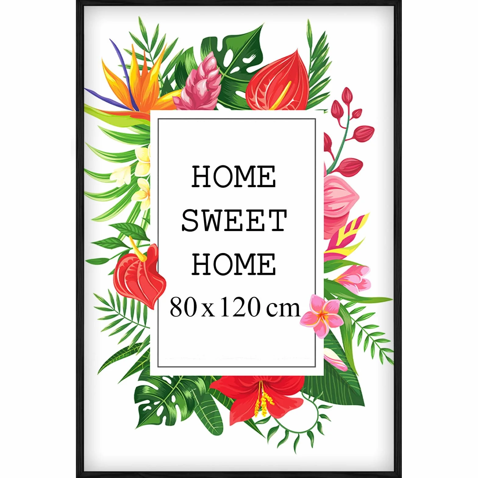 MG Design Cornice 80x120 cm Nero Legno Vetro Acrilico Verticale Orizzontale Senza Sfondo Per Foto Poster Puzzle