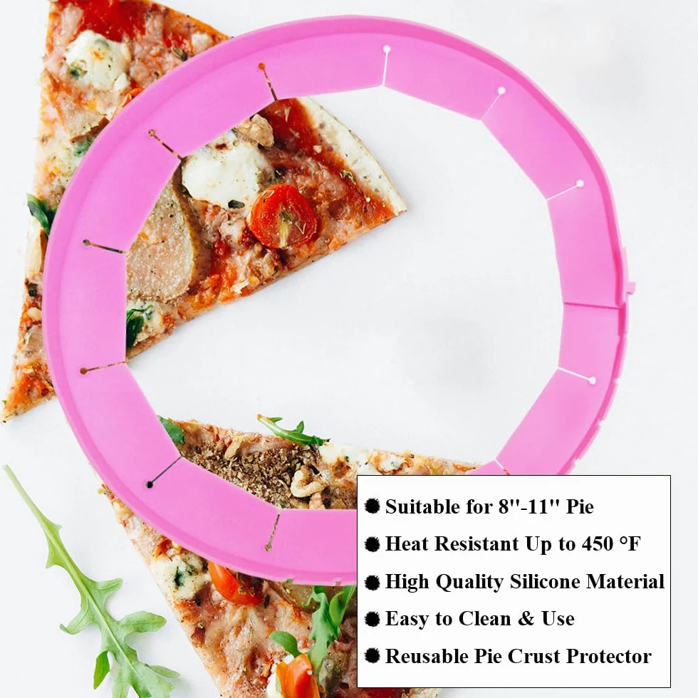 Protezioni regolabili per croste di torte, anello di copertura in silicone per torte da 20-29 cm, copertura protettiva per bordi (rosa, 1 pezzo)