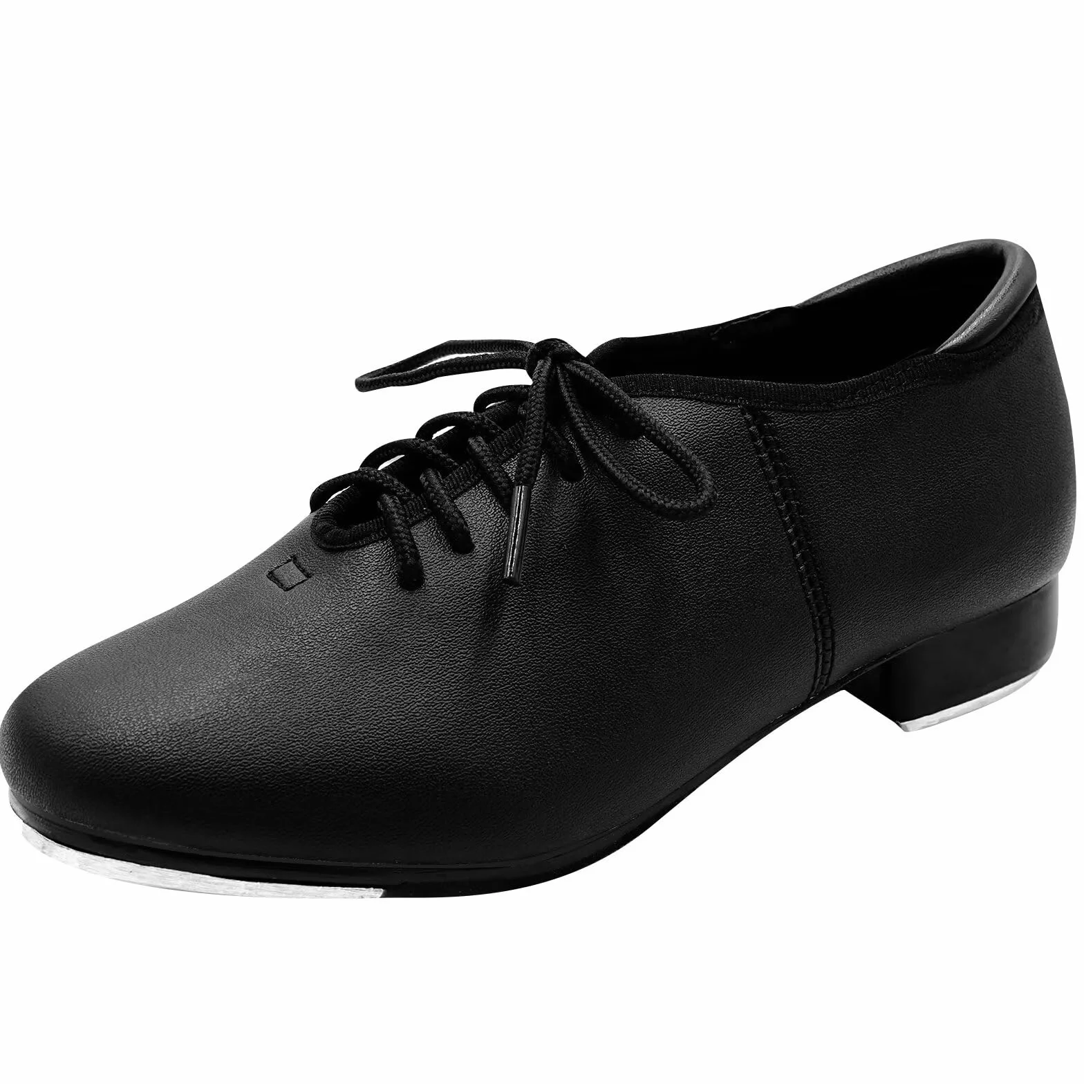 Nera Pelle Allacciata Oxford Scarpa da Tip Tap per Ragazzi Uomini