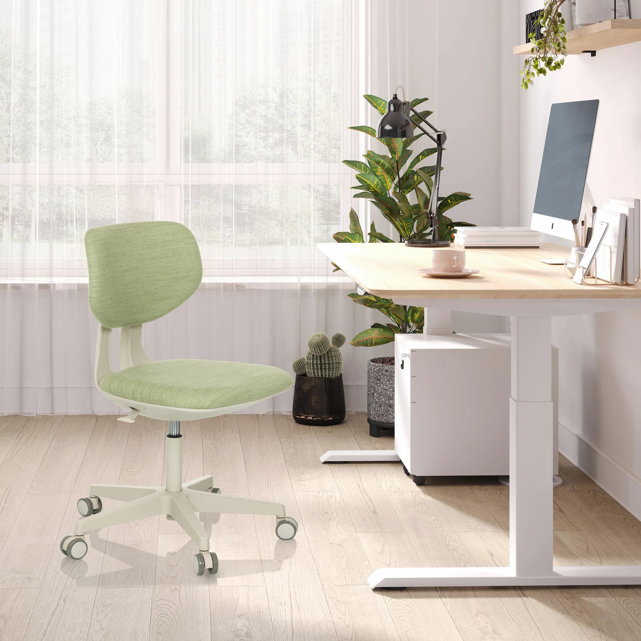 HJH Office sedia girevole per bambini con schienale regolabile in altezza KID CLASSIC Sedia da scrivania per bambini da 6 a 12 anni, verde