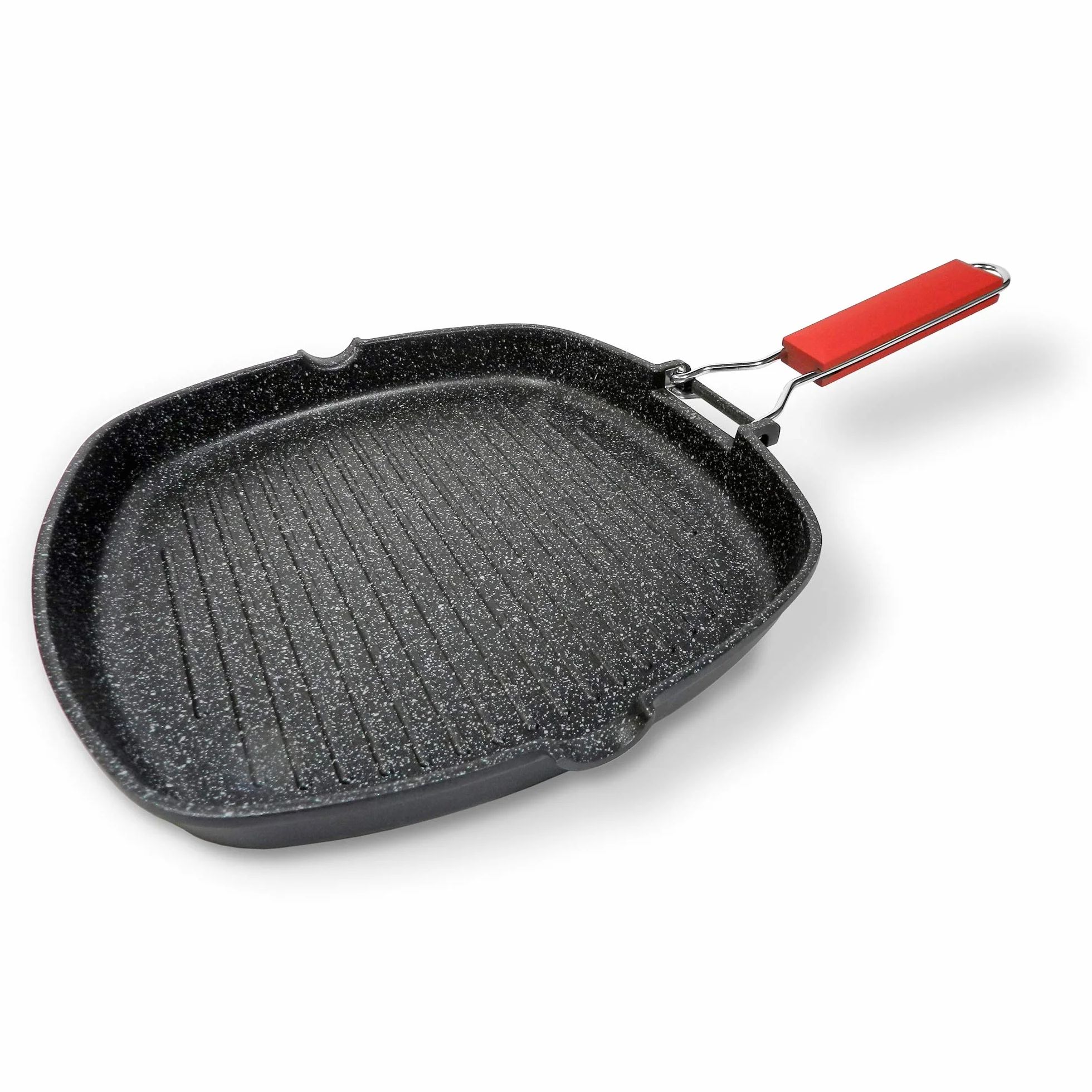Moneta Bistecchiera antiaderente 28x28cm Pro Grill con manico pieghevole induzione