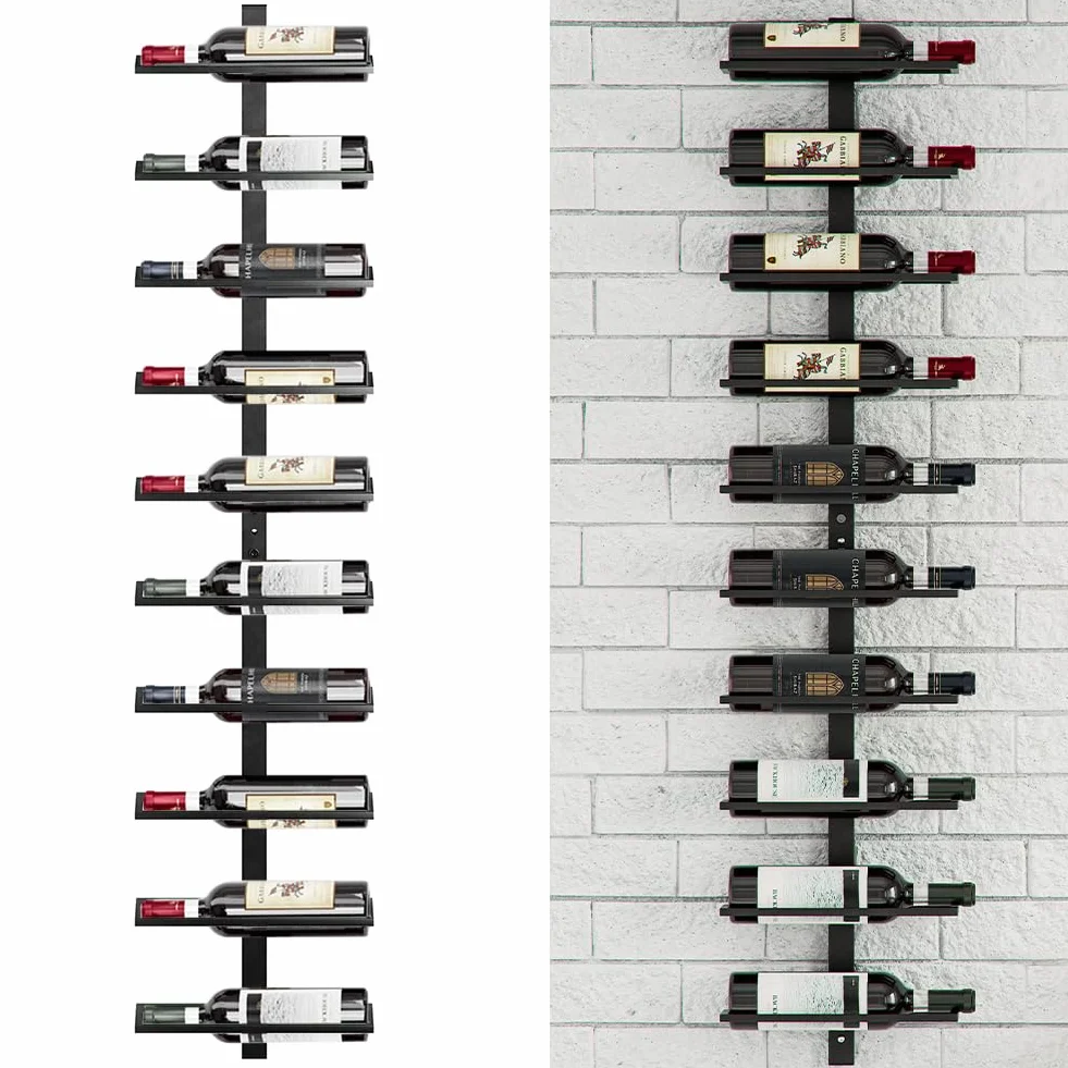 Shally Dogan Portabottiglie da Parete in Metallo 127 cm 10 Bottiglie Scaffale Vini Design Industriale