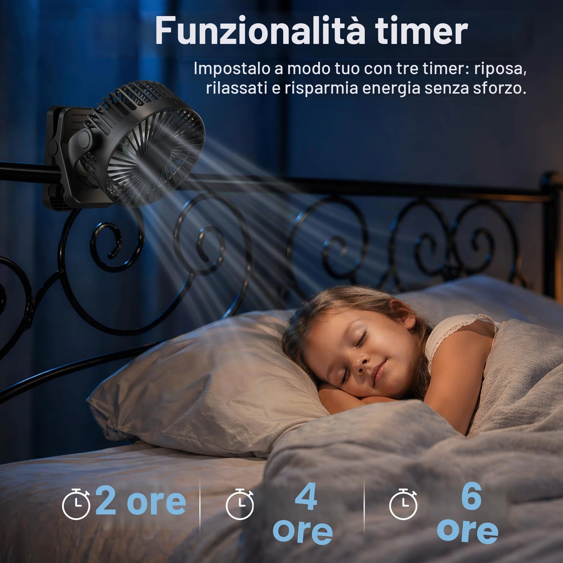 Ventilatore da Tavolo 4 in 1 USB Ventilatore Portatile 12000mAh e Telecomando Ricaricabile Luce LED 3 Velocità Timer Rotazione 360°, Ventilatore Pinza per Esterno Auto Passeggino Campeggio, Nero