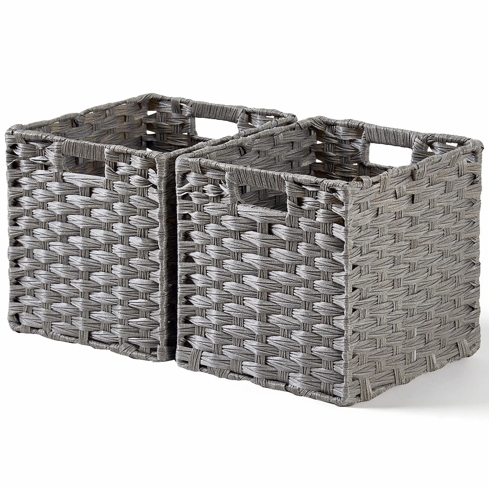 MANGATA Cubi portaoggetti 28 cm cesto intrecciato polipropilene Grigio cenere 2 pezzi