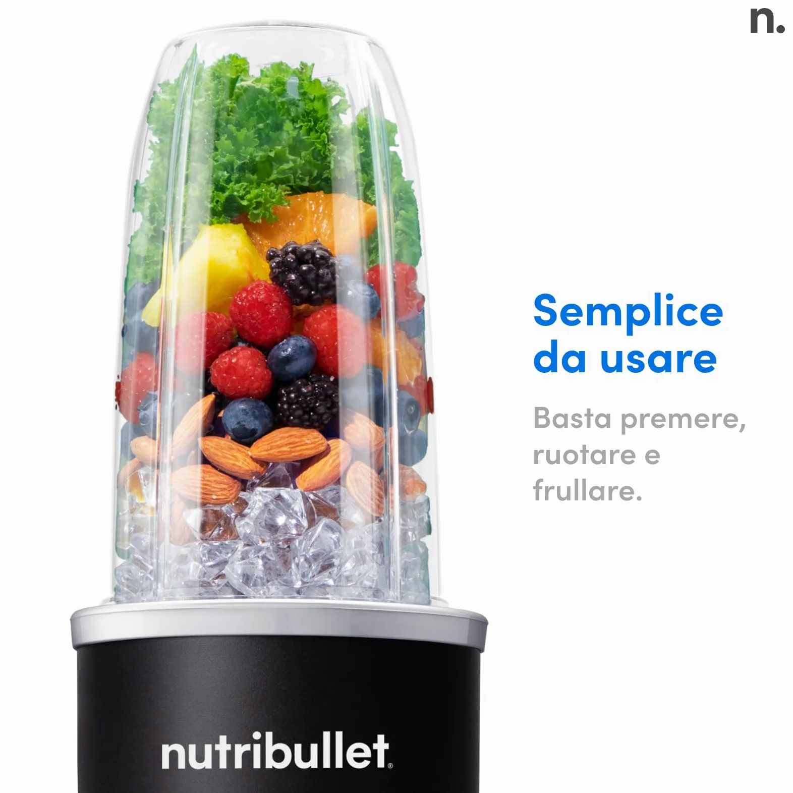 Nutribullet Pro 1200, Frullatore Elettrico, Tritatutto, Frullatore Smoothie, Frullatore Tritatutto Multifunzione, 1200w di potenza, bicchieri da 700ml e 900ml, nero, NB120MB