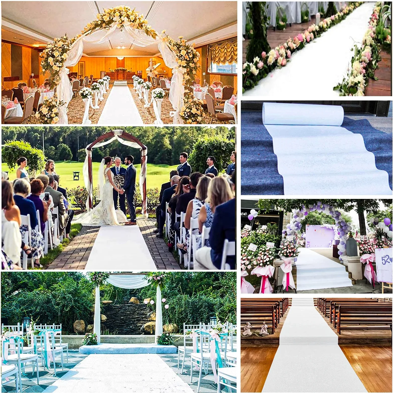 Wedding Aisle Runner Mat 10m Event Ceremony Walkway Carpet 2mm Polyester Runway Rug White Carpet Runners Decoration Weddings Church Hallway Christmas Party, Cuttable (Size : 1x50m)
