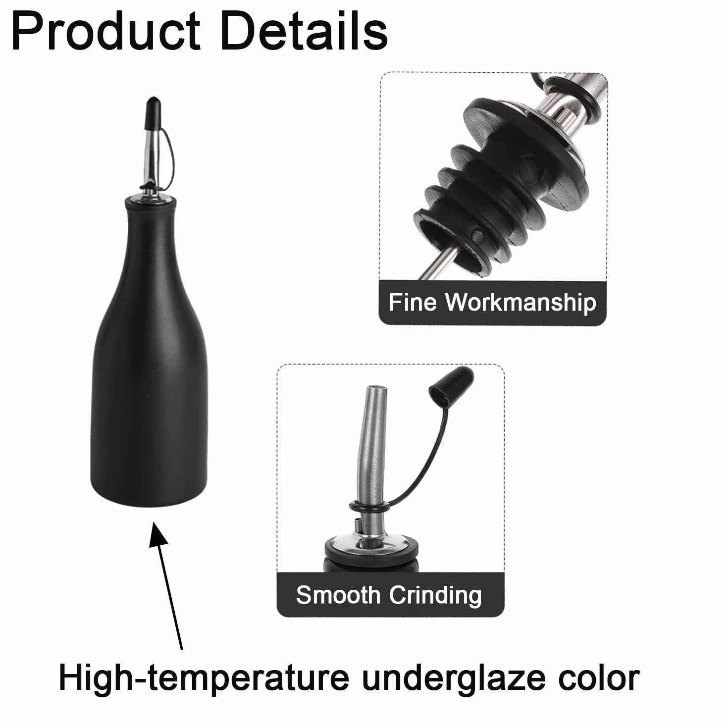 Oliera Salvagoccia In Ceramica, Dispenser In Ceramica per Olio D'Oliva, Bottiglia Di Olio Con Ugello a Gravità, Con Imbuto, Sottosmalto Ad Alta Temperatura, per Oli, Aceti, Utensili Da Cucina, Nero