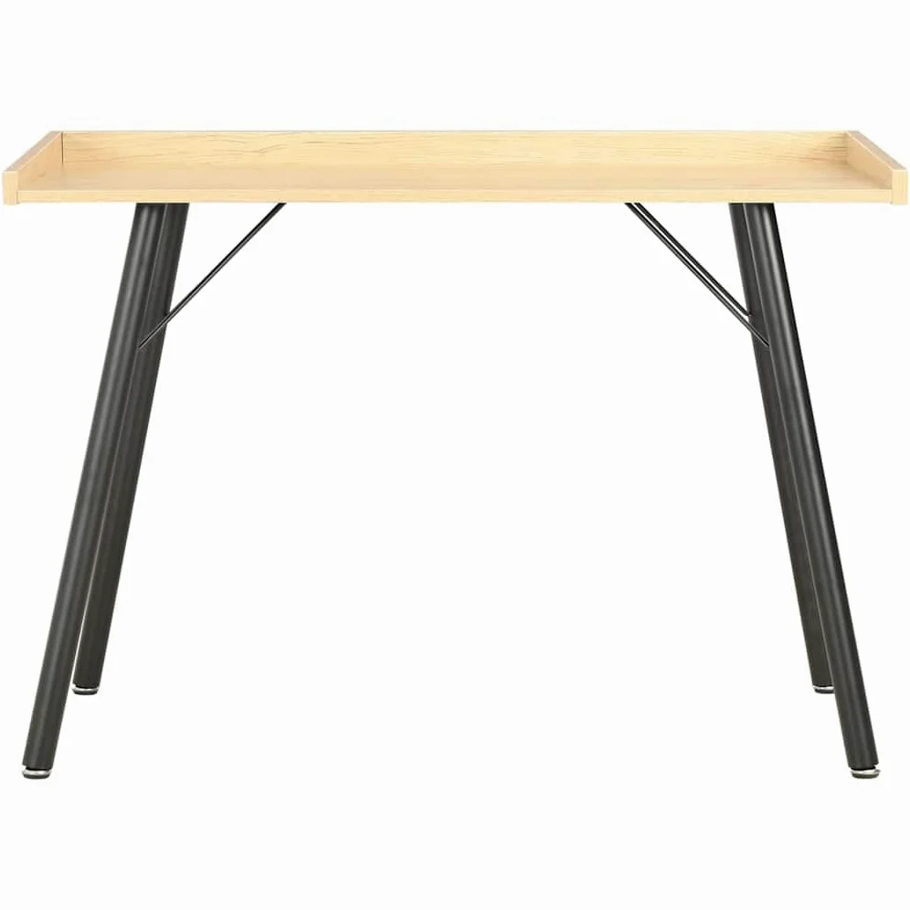 Scrivania effetto rovere, 90 x 50 x 79 cm, compatta per computer con gambe in metallo, moderna scrivania da lavoro per casa, ufficio, studio, colore: nero