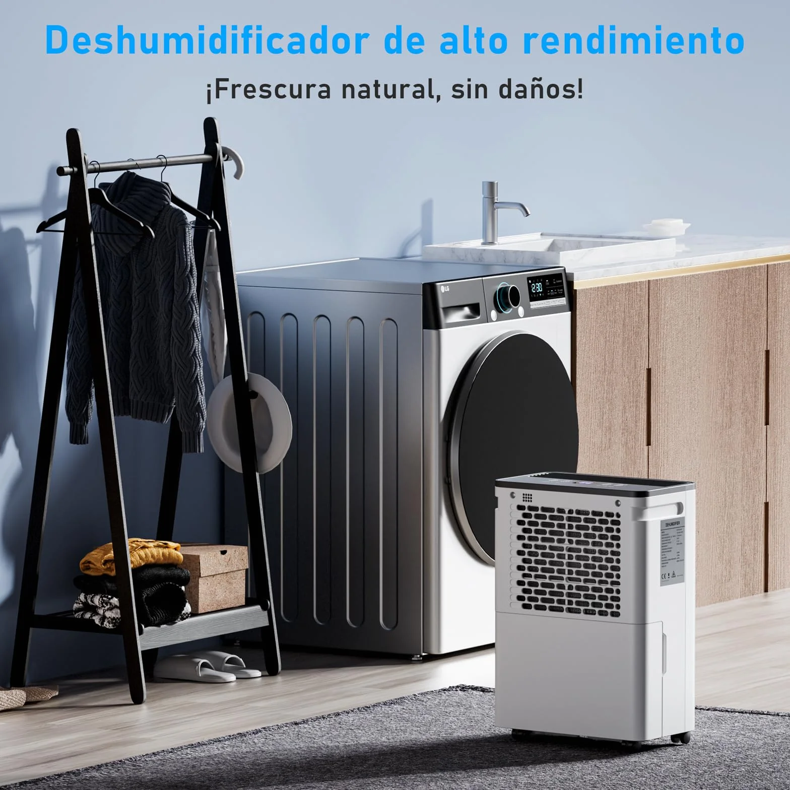OKYUK Deumidificatore 12 litri/giorno, adatto per ambienti di circa 90 metri cubi (30 metri quadrati), Deumidificatore casa muffa, sbrinamento automatico, 32 dB, refrigerante R290, PD12R-03DE