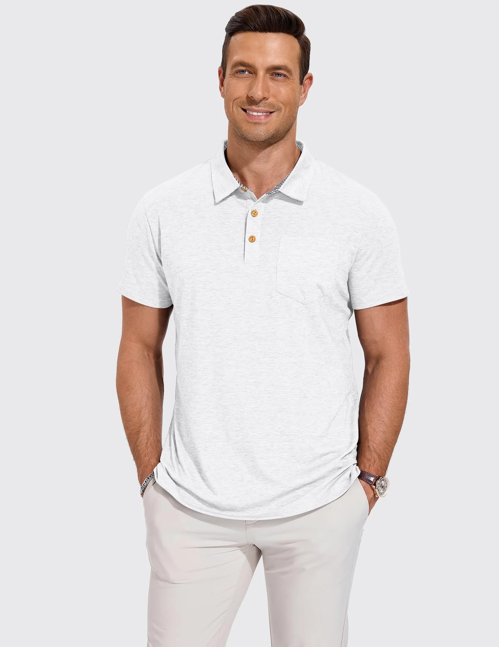 Polo Uomo Maniche Corte Cotone Estivo con Tasca sul Petto
