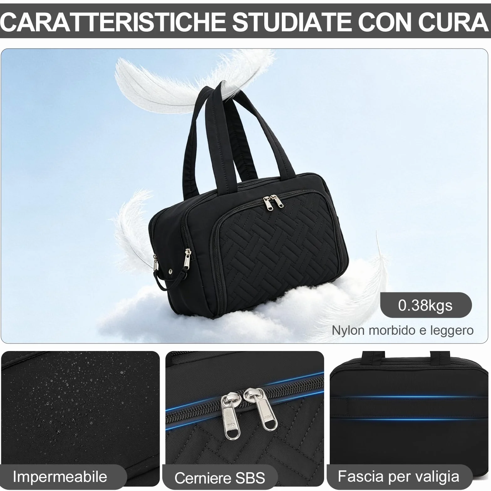 Kono Beauty Case Donna, Trousse da Viaggio Grande, Pochette Make-up, Ampia Apertura, Borsa per Trucchi e Accessori, Impermeabile