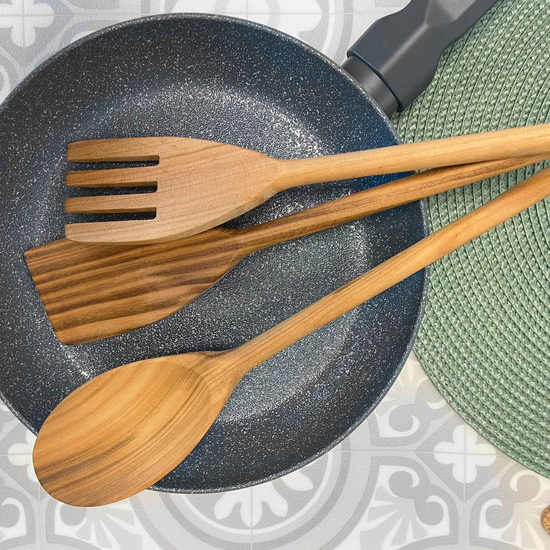Fackelmann Forchettone multiuso da cucina in legno di ciliegio 35 x 6 x 1,3cm Linea Ecoelegant