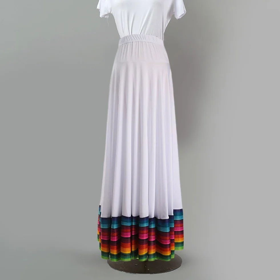 Gonne Danza Folcloristica Messicana Lunghe Colorate Swing Flamenco Spagnolo Costume per Donna