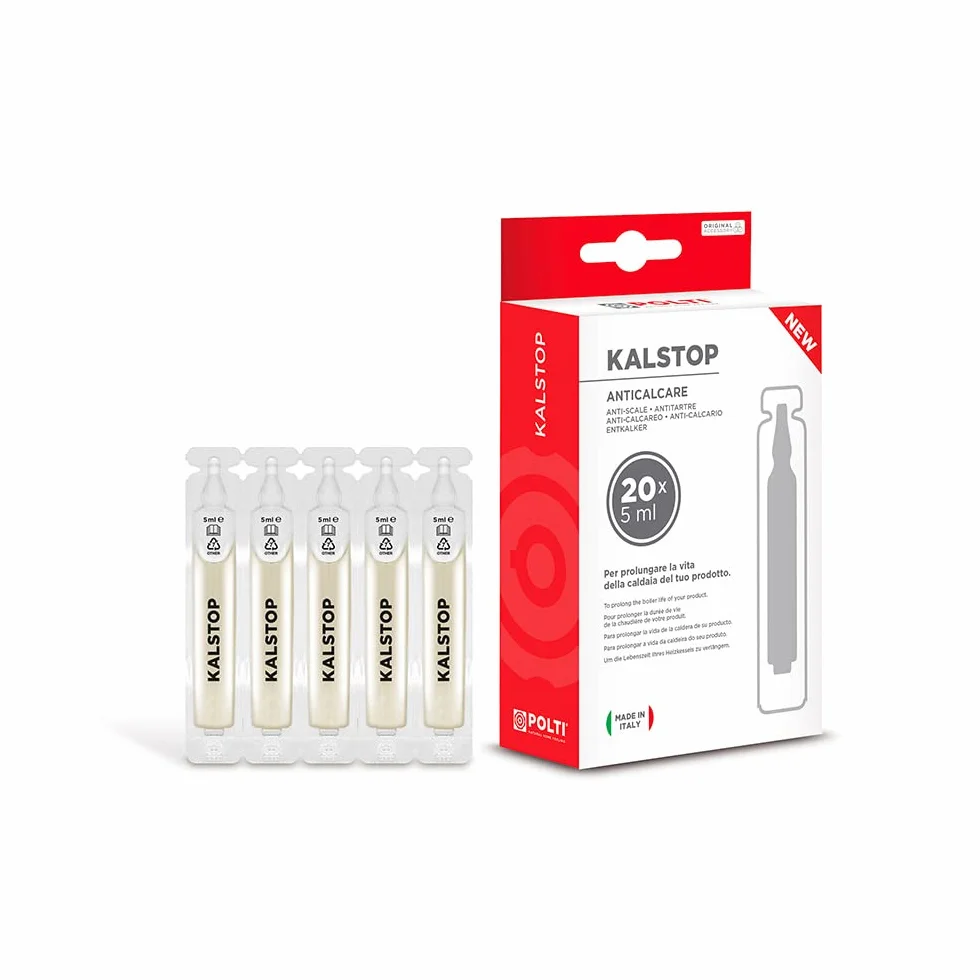 Polti Kalstop PAEU0094, Anticalcare Biodegradabile per Apparecchi a Caldaia, 20 Fiale Monouso da 5 ml