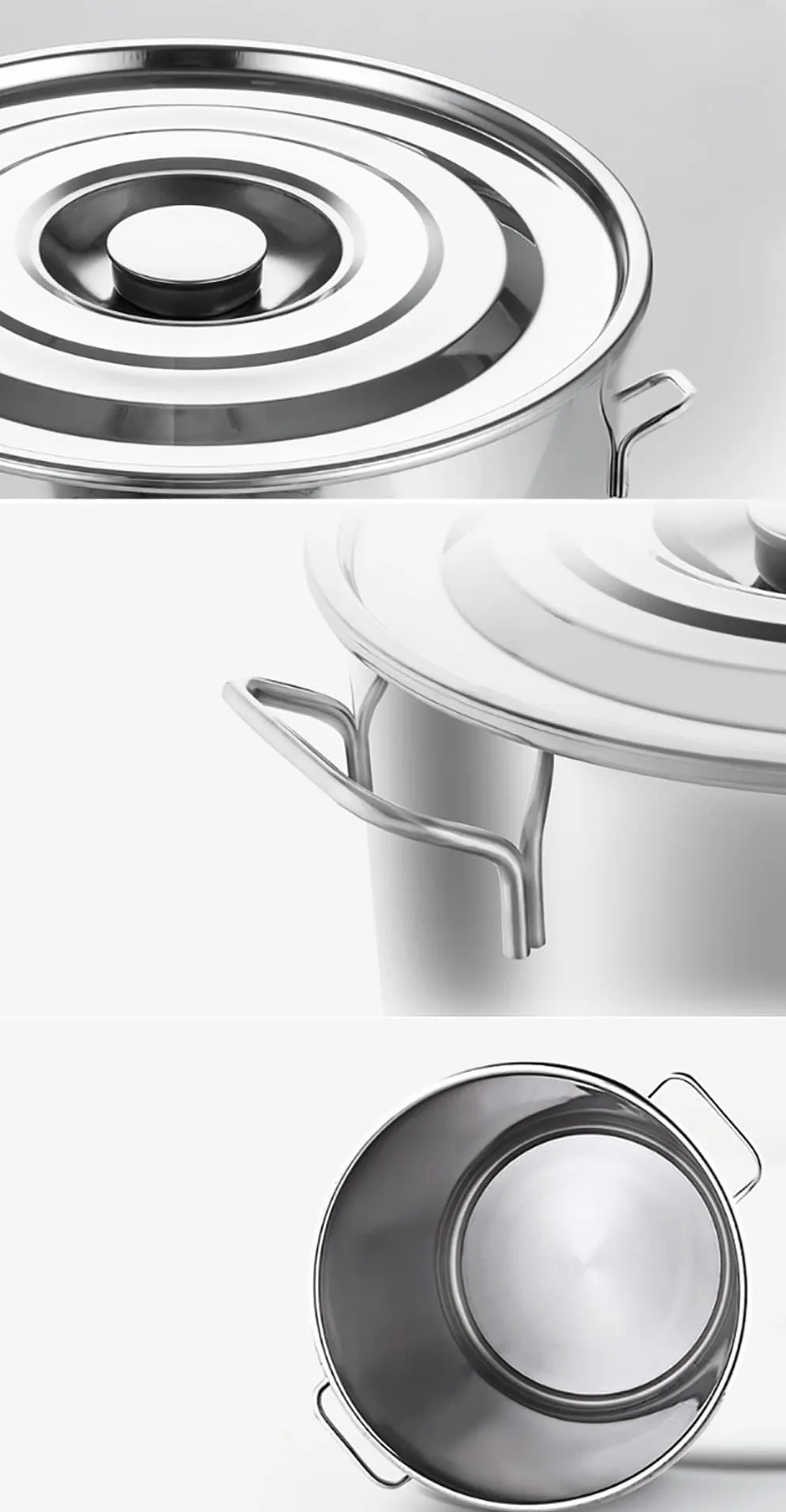 Pentola in acciaio inox con coperchio, fondo composito, capacità 5-90 l, ideale per cucinare e servire zuppe, lattina per latte addensato con rubinetto