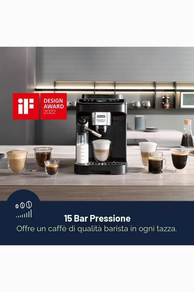 DeLonghi ECAM310.60.B Magnifica Evo Next Macchina da caffè Automatica, Preparazione Automatica, Montalatte