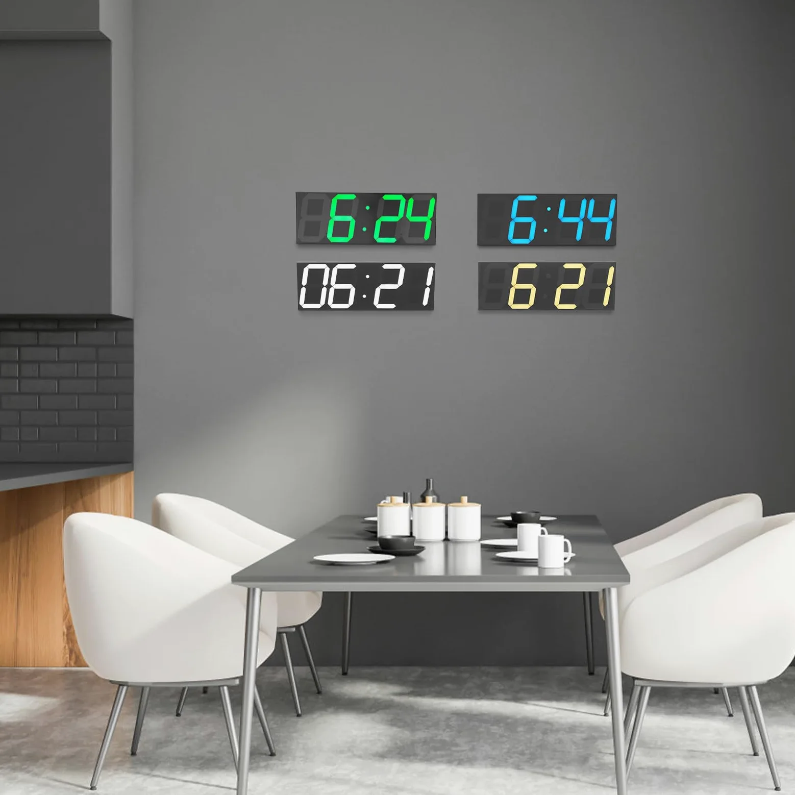 Orologio digitale a LED, 142 diodi LED, per soggiorno e camera da letto | Telecomando a 8 Livelli Regolazione Automatica della Luminosità entro 20 Metri Nero in Plexiglass e ABS