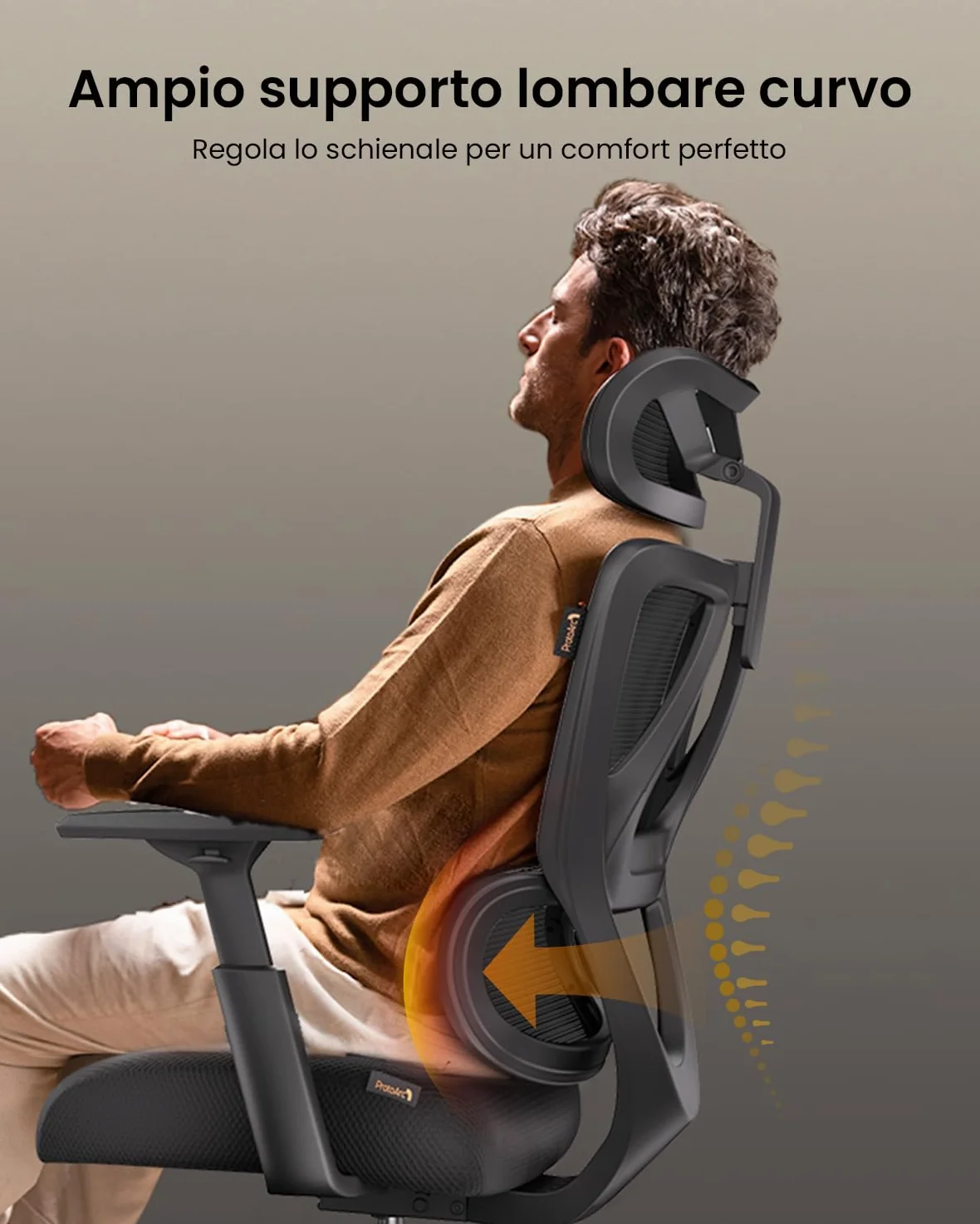 ProtoArc EC100 Sedia da Ufficio Ergonomica – Sedia da Scrivania con Cuscino a Molla da 10 cm, Supporto Lombare, Braccioli e Poggiatesta Regolabili, Sedia Girevole in Rete per Casa e Ufficio, Nera